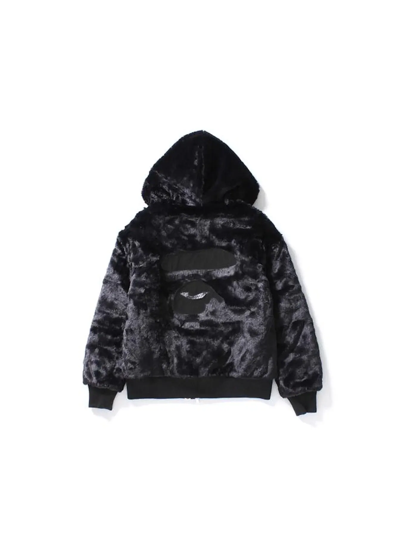 Детская худи с принтом BAPE Ape Head Fur Hoodie L — изображение 2 из 3, черный