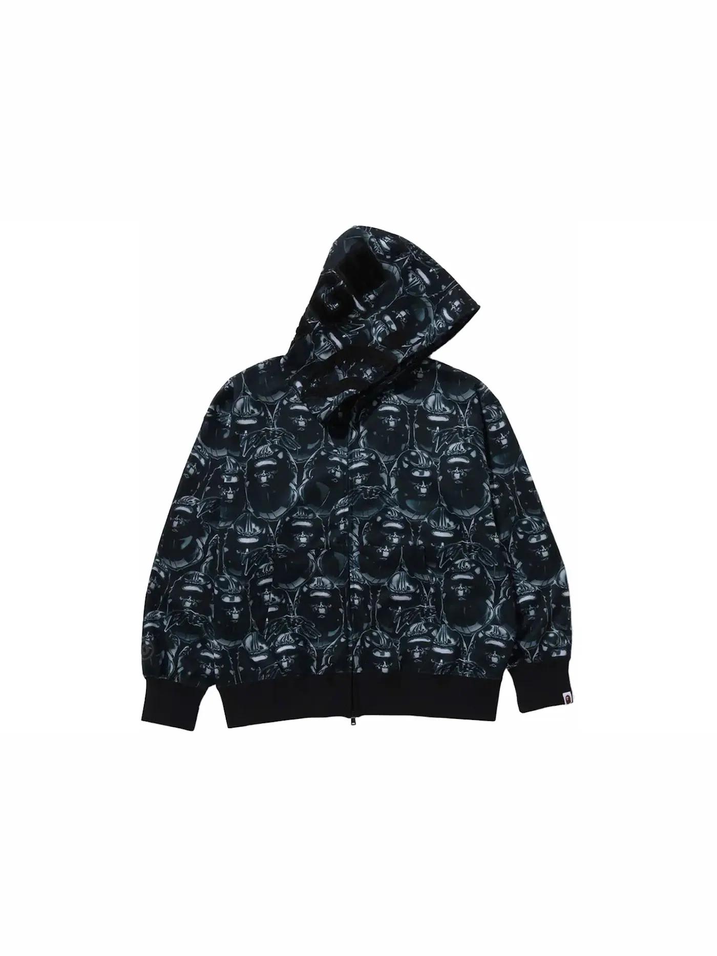 Мужская худи с принтом BAPE Ape Head Graffiti Shark Full Zip Hoodie BAPE — изображение 1 из 2, черный