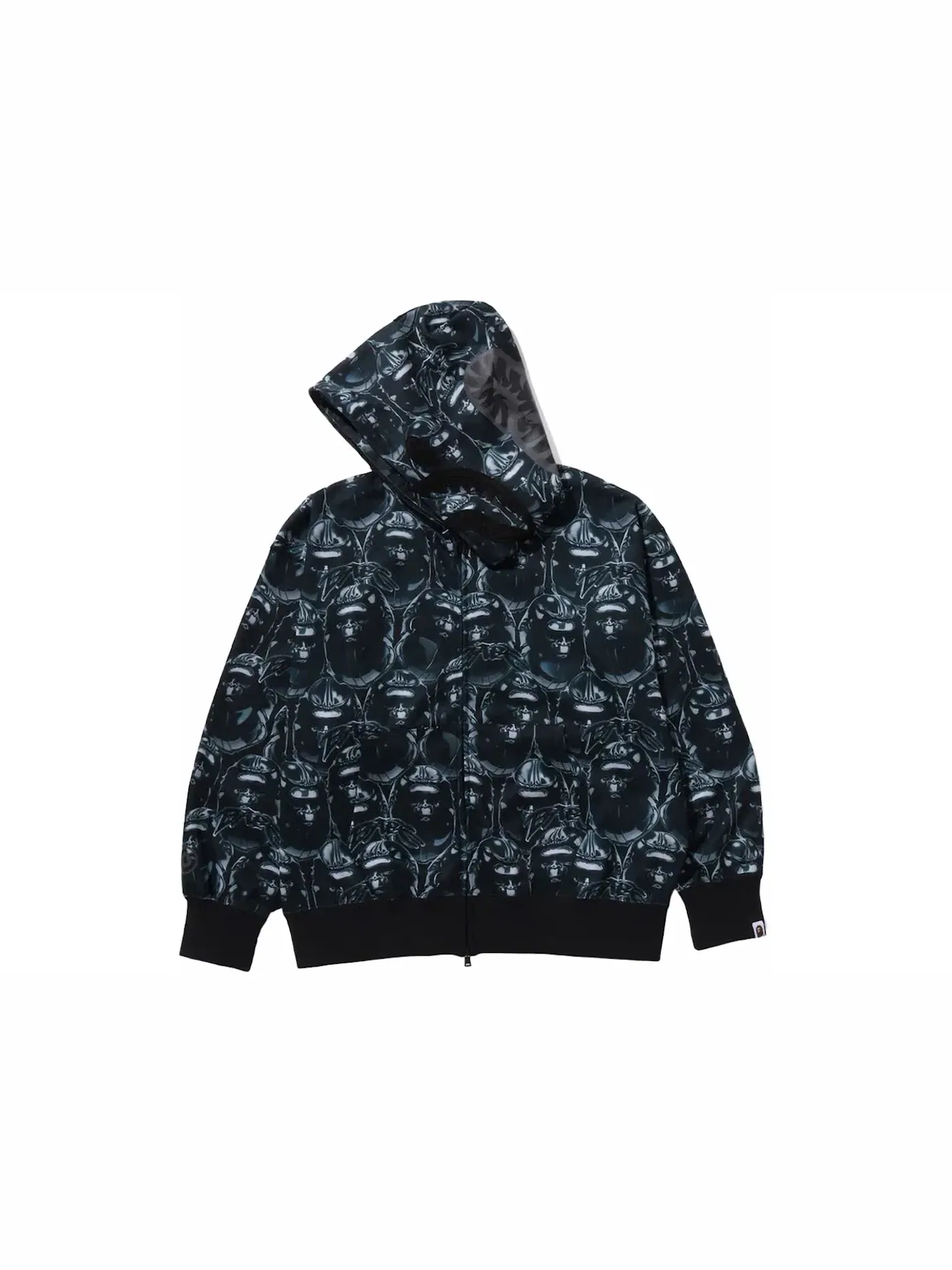 Мужская худи с принтом BAPE Ape Head Graffiti Shark Full Zip Hoodie BAPE — изображение 2 из 2, черный