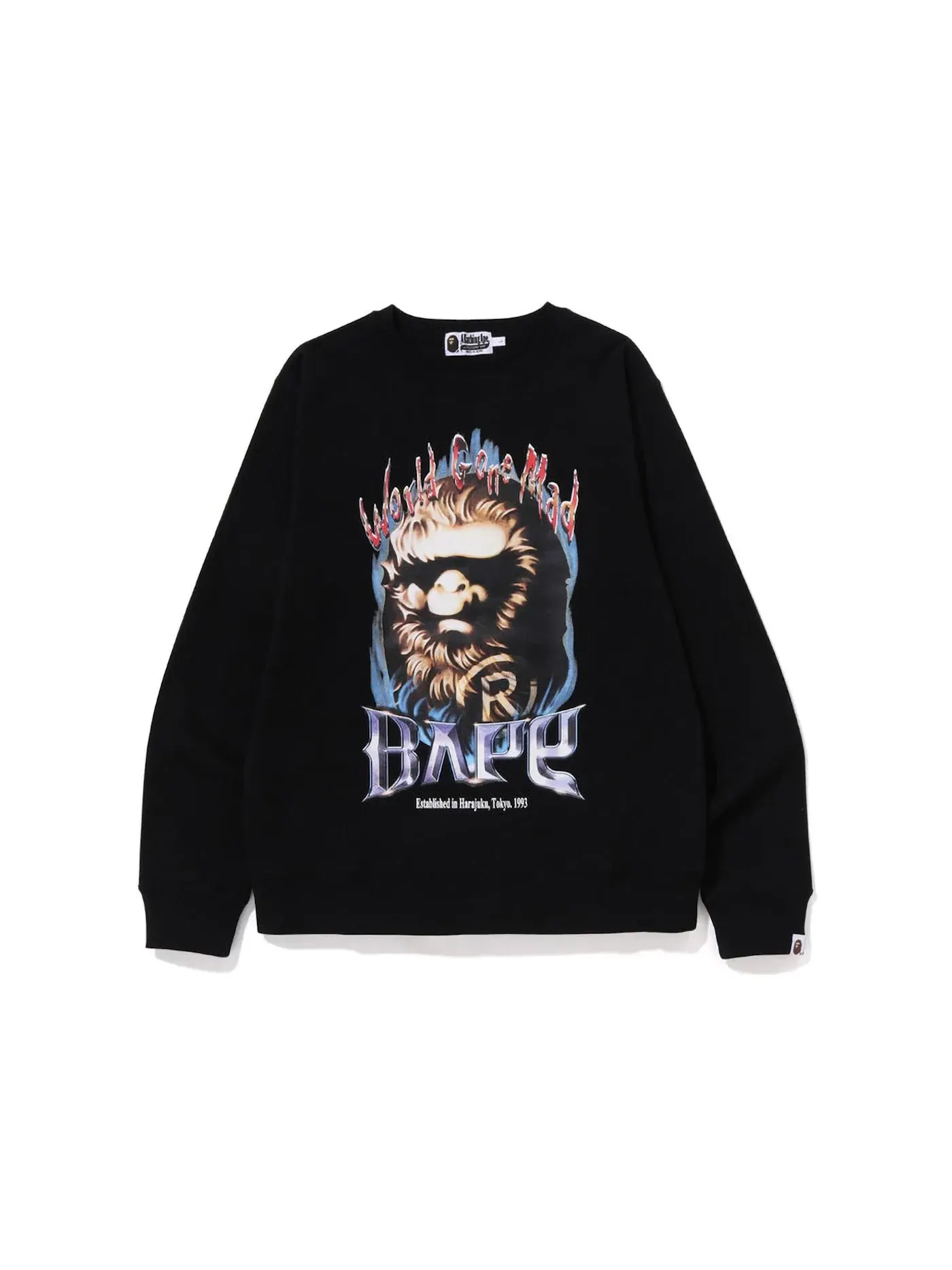 Мужской свитшот с принтом Ape Head Graphic BAPE — изображение 1 из 1, черный