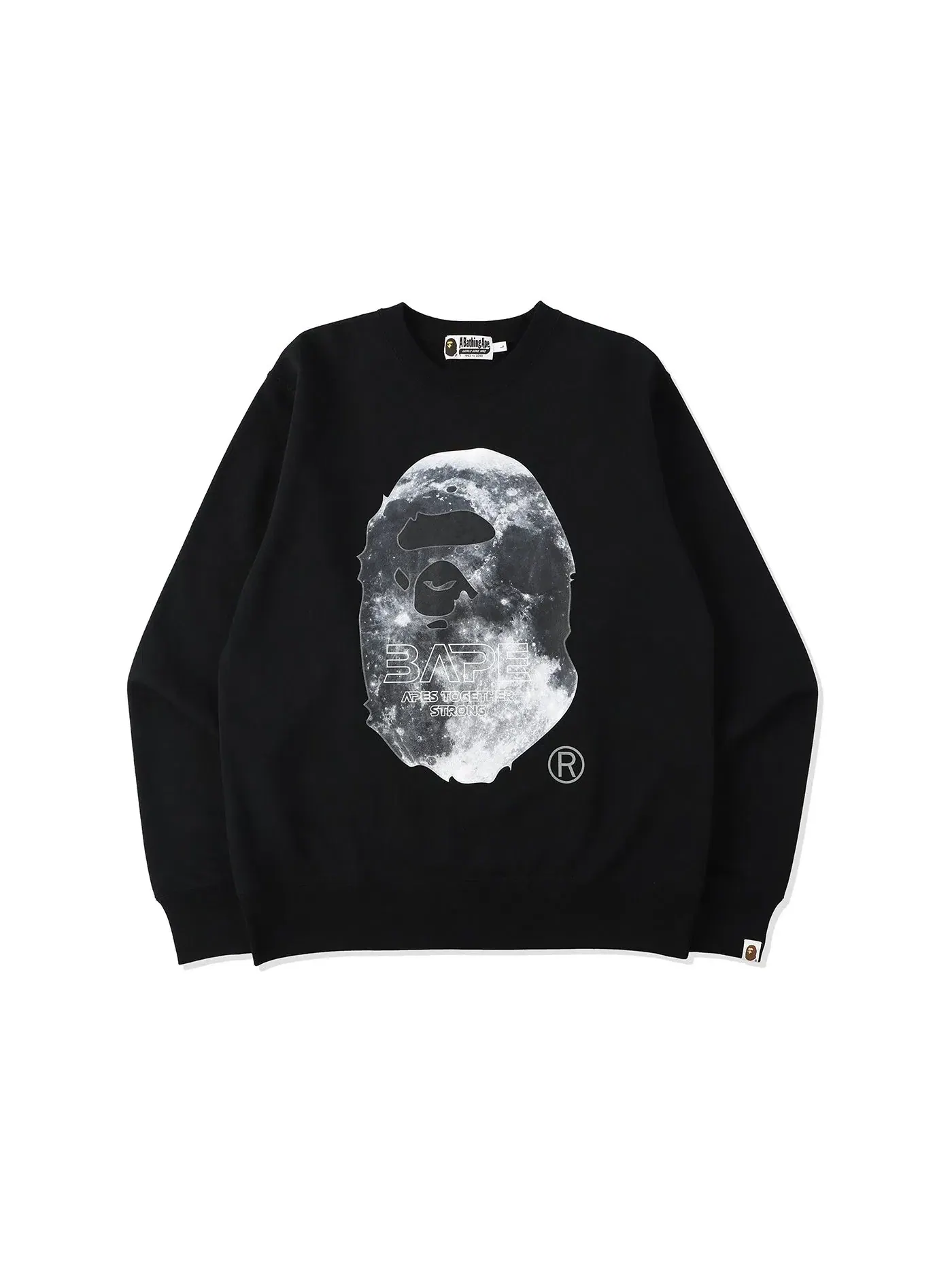 Мужской свитшот с принтом Crewneck BAPE — изображение 1 из 2, черный
