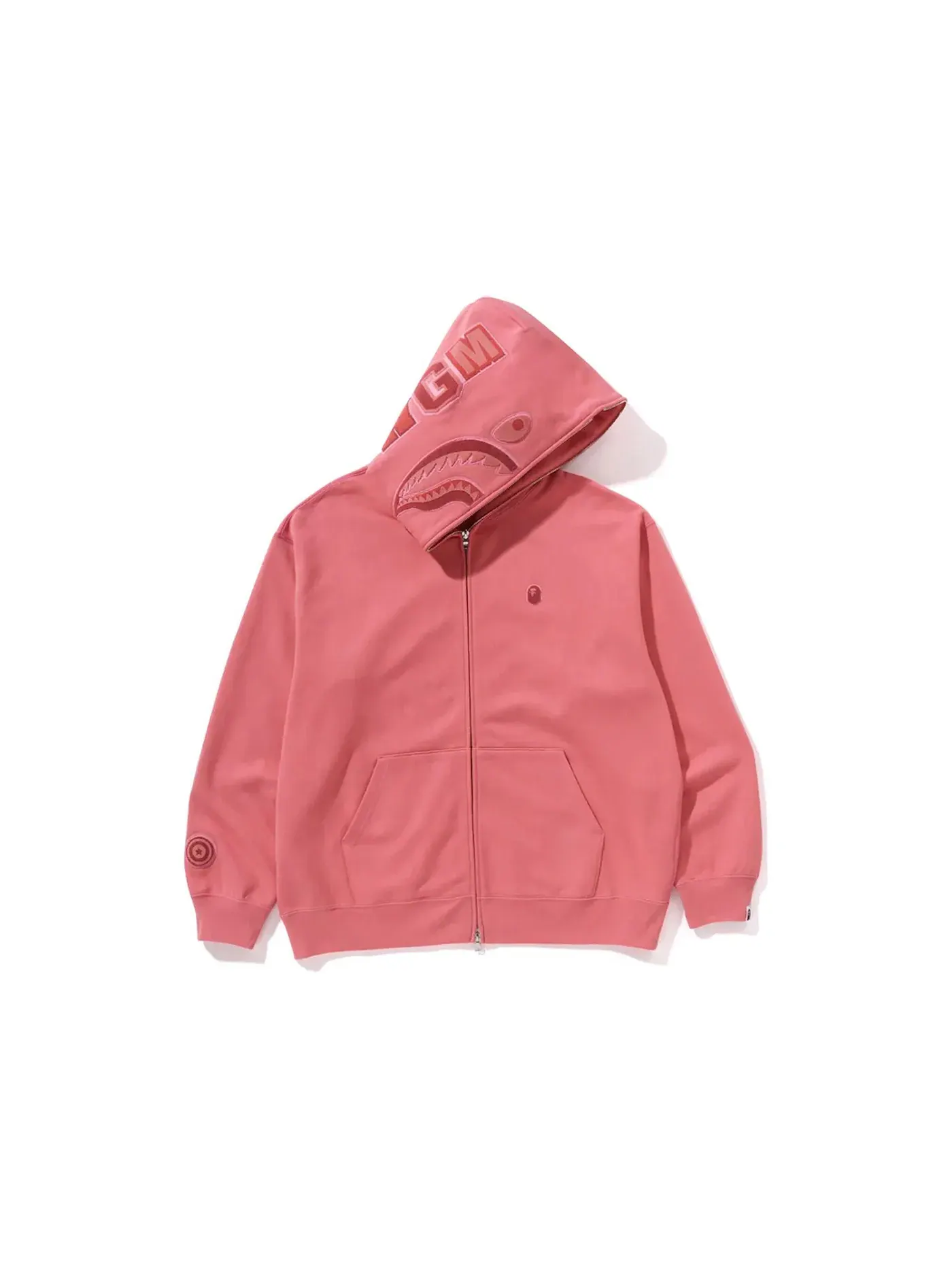 Мужская худи с принтом Ape Head One Point Shark Zip BAPE — изображение 1 из 2, розовый