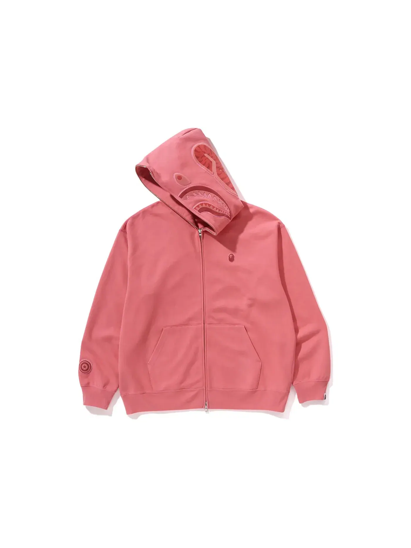 Мужская худи с принтом Ape Head One Point Shark Zip BAPE — изображение 2 из 2, розовый
