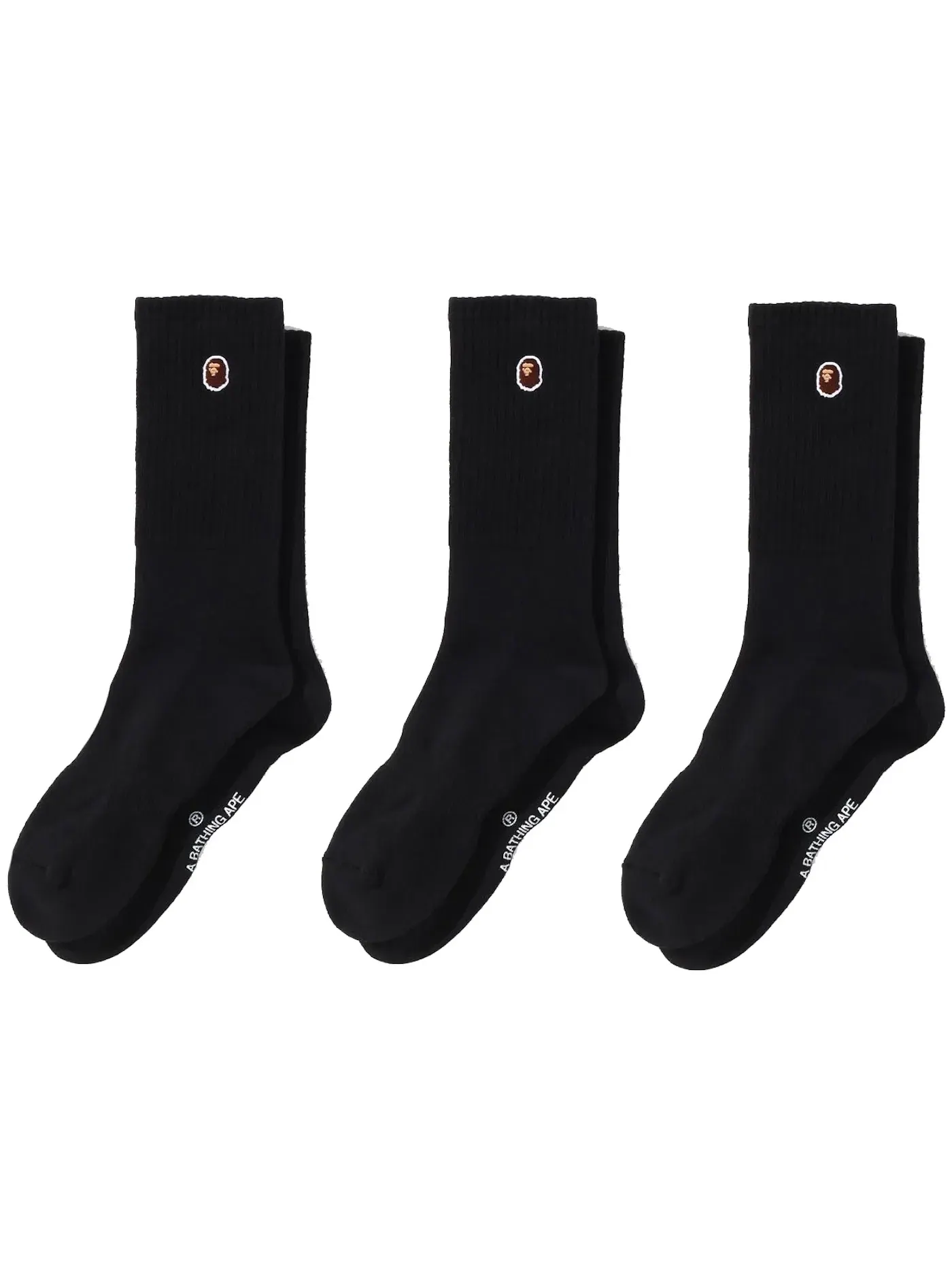 Детские носки с принтом Ape Head Socks (3 Pack) BAPE — изображение 1 из 2, черный