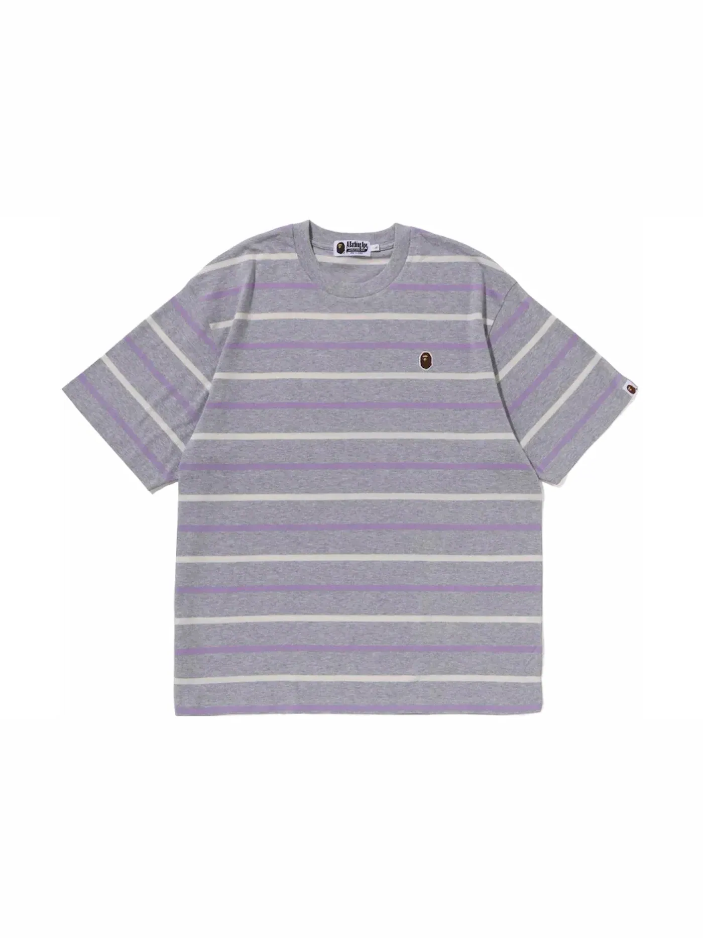 Мужская футболка с принтом BAPE Ape Head One Point Stripe Tee — изображение 1 из 1, серый