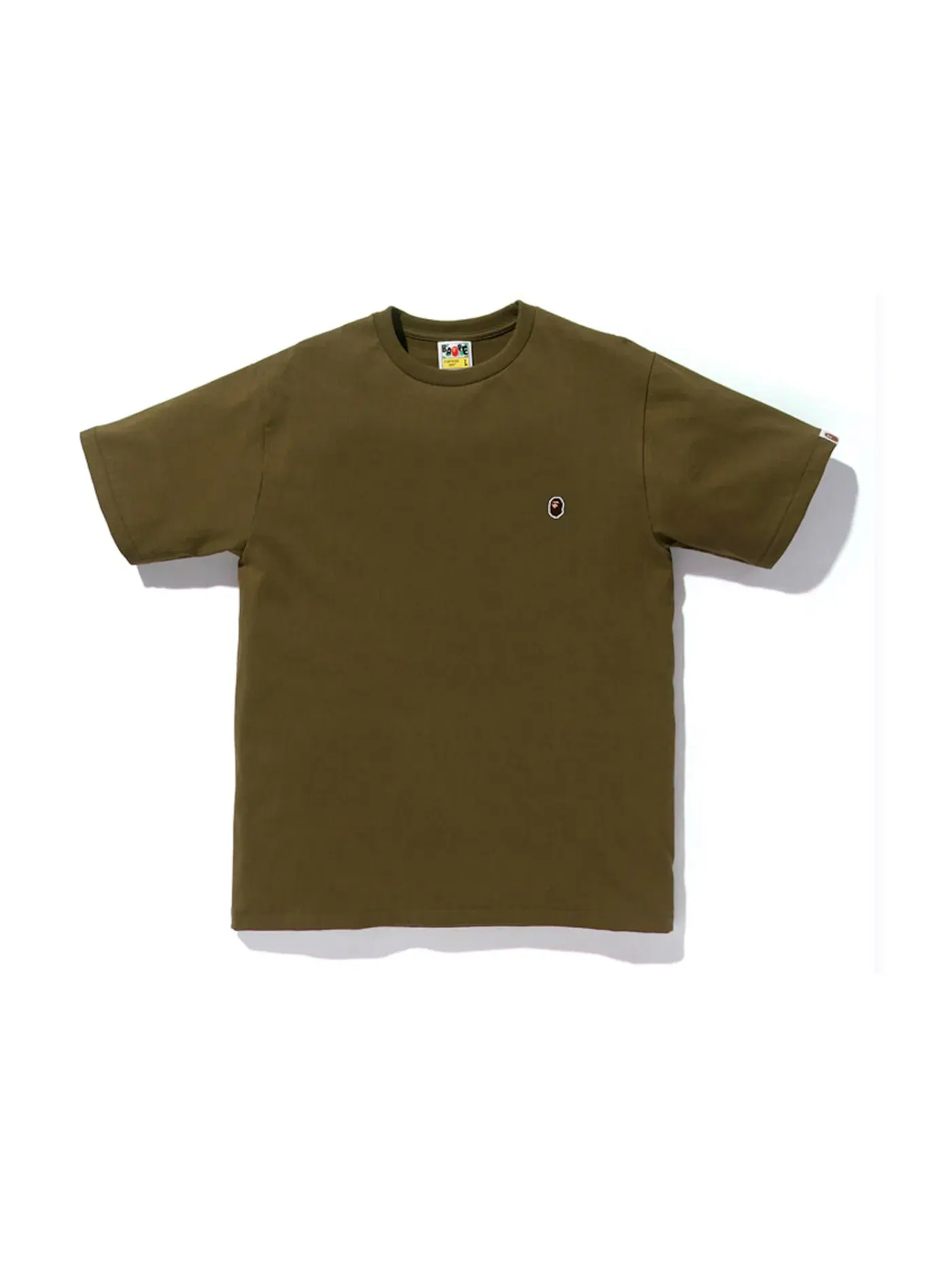 Мужская футболка с принтом BAPE Ape Head One Point Tee — изображение 1 из 1, оливковый