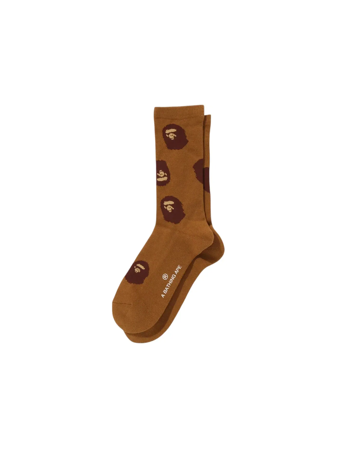 Мужские носки с принтом Ape Head BAPE — изображение 1 из 2, коричневый