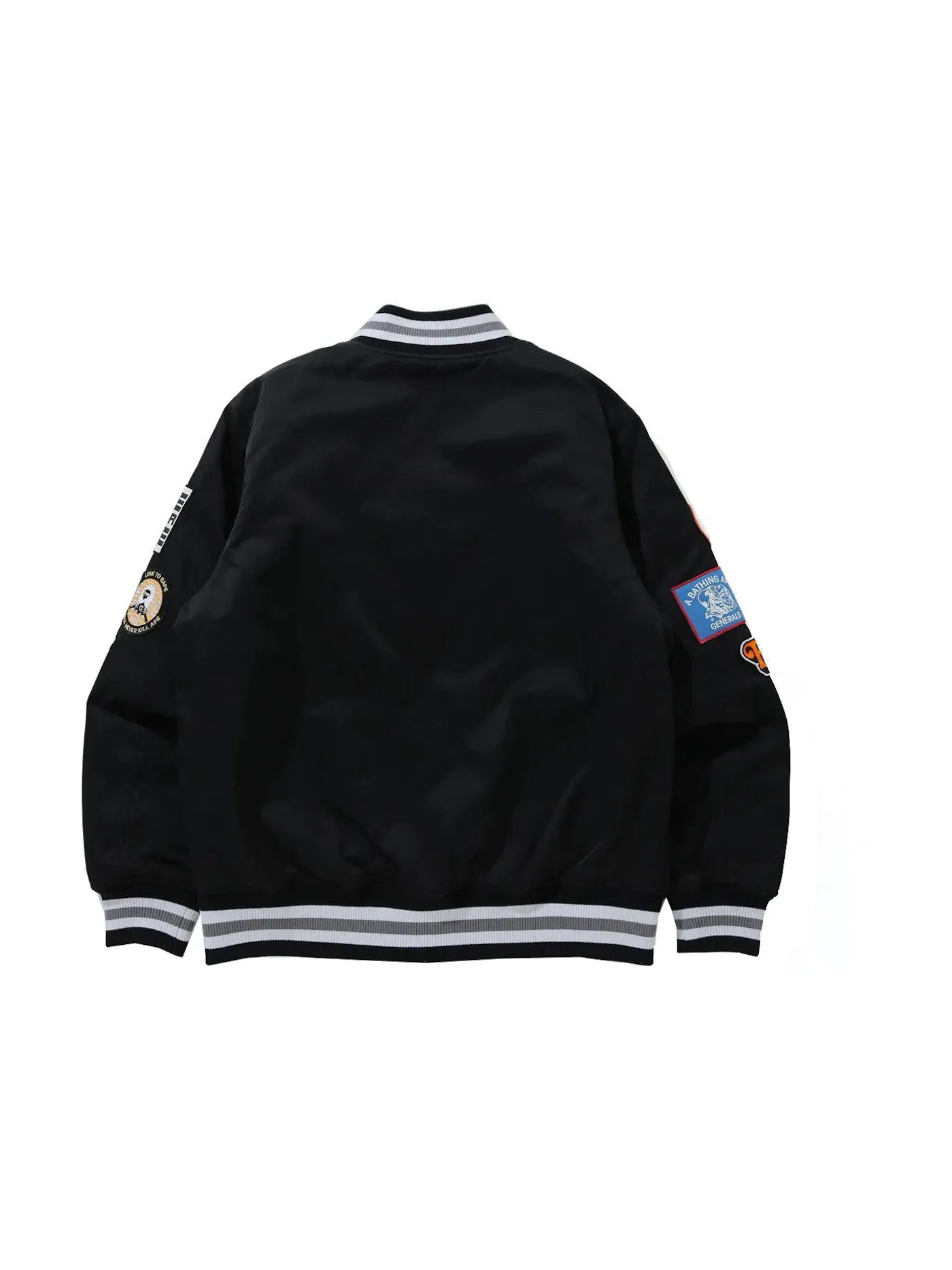 Мужская куртка-пуховик с патчем BAPE Archive Patch Puffer Nylon Varsity Jacket BAPE — изображение 2 из 2, черный