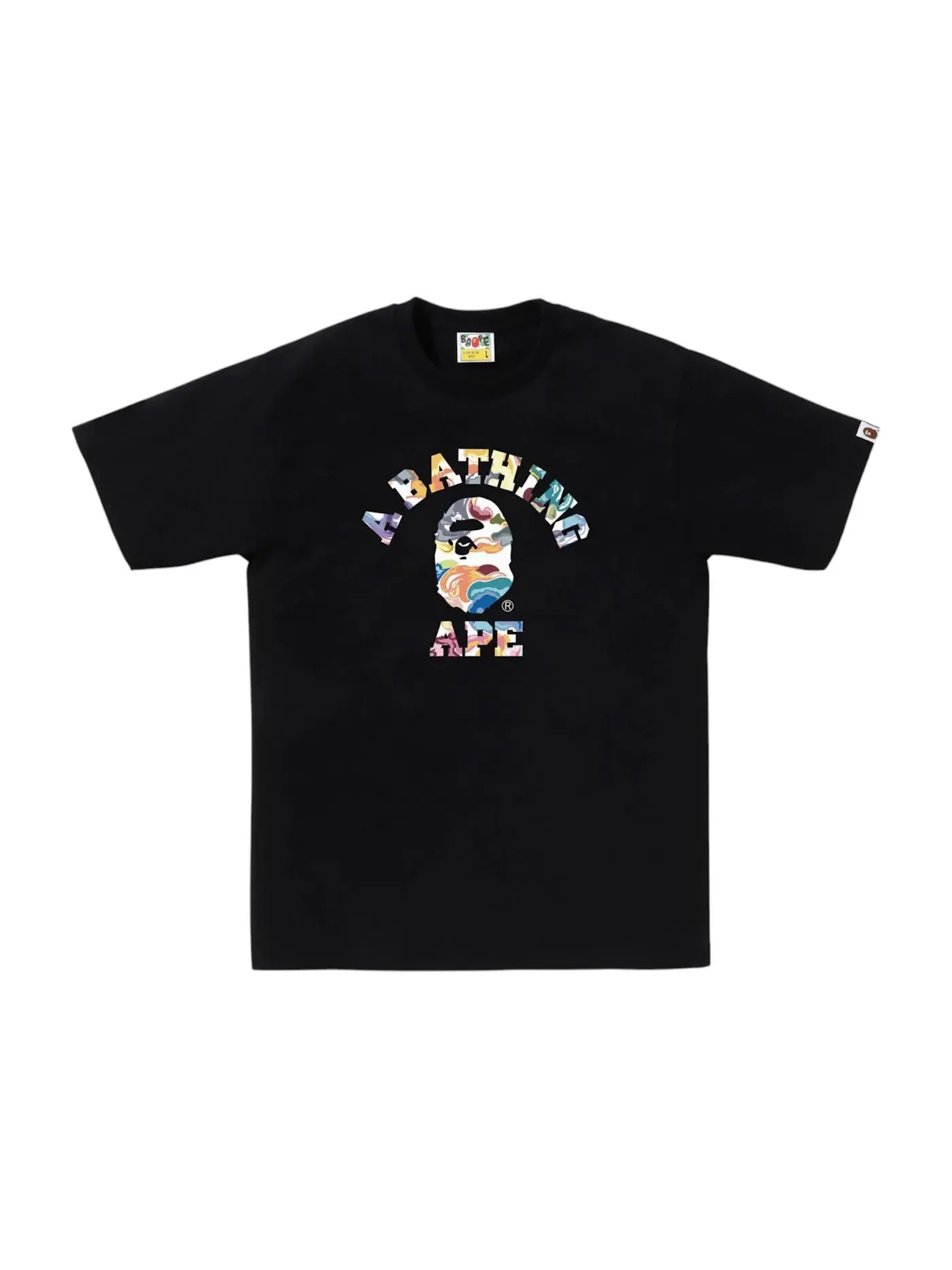 Мужская футболка с принтом BAPE Art Camo College Tee BAPE — изображение 1 из 1, черный