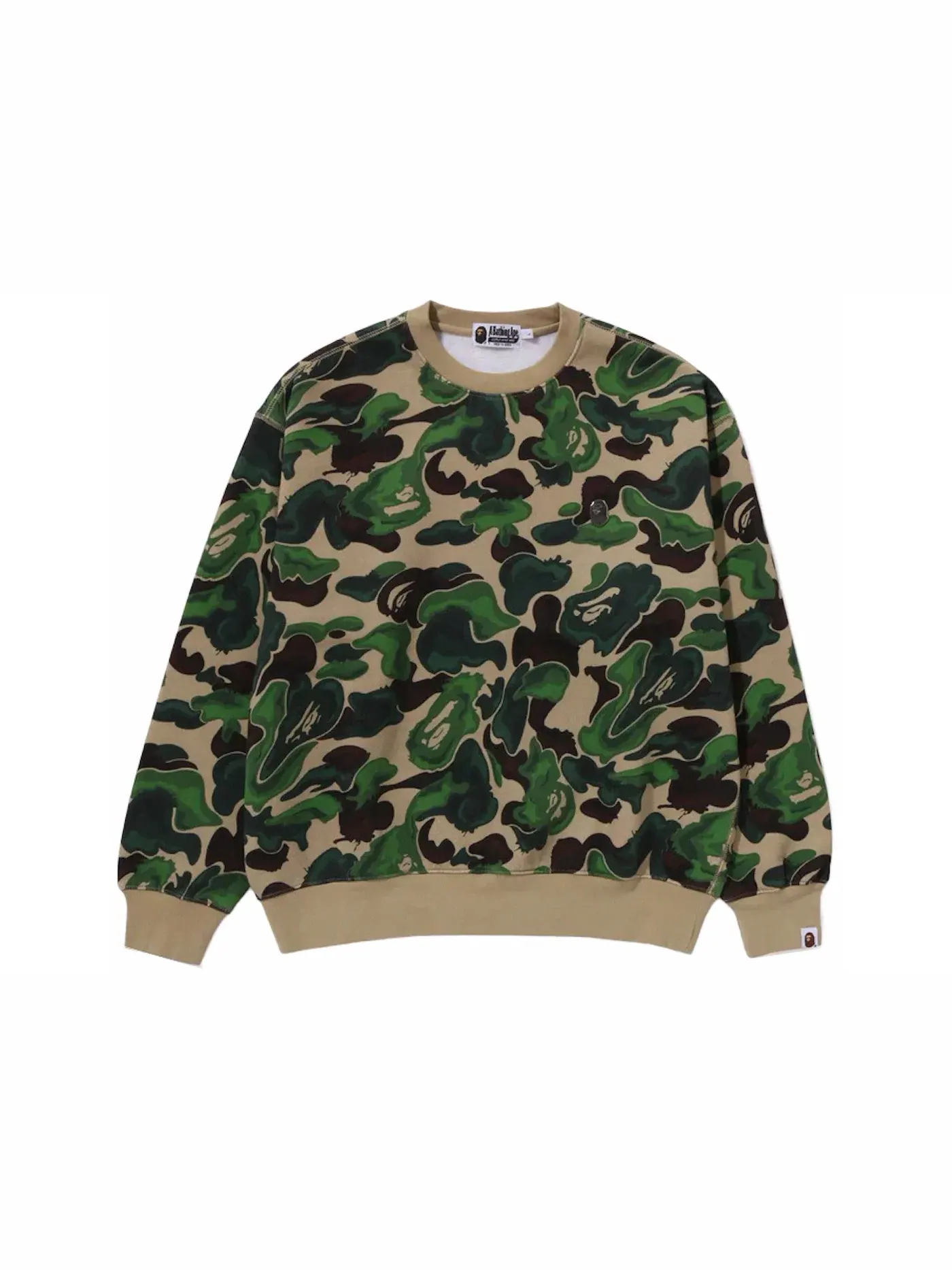Мужской свитшот с принтом BAPE Art Camo Metal One Point Crewneck BAPE — изображение 1 из 2, зеленый