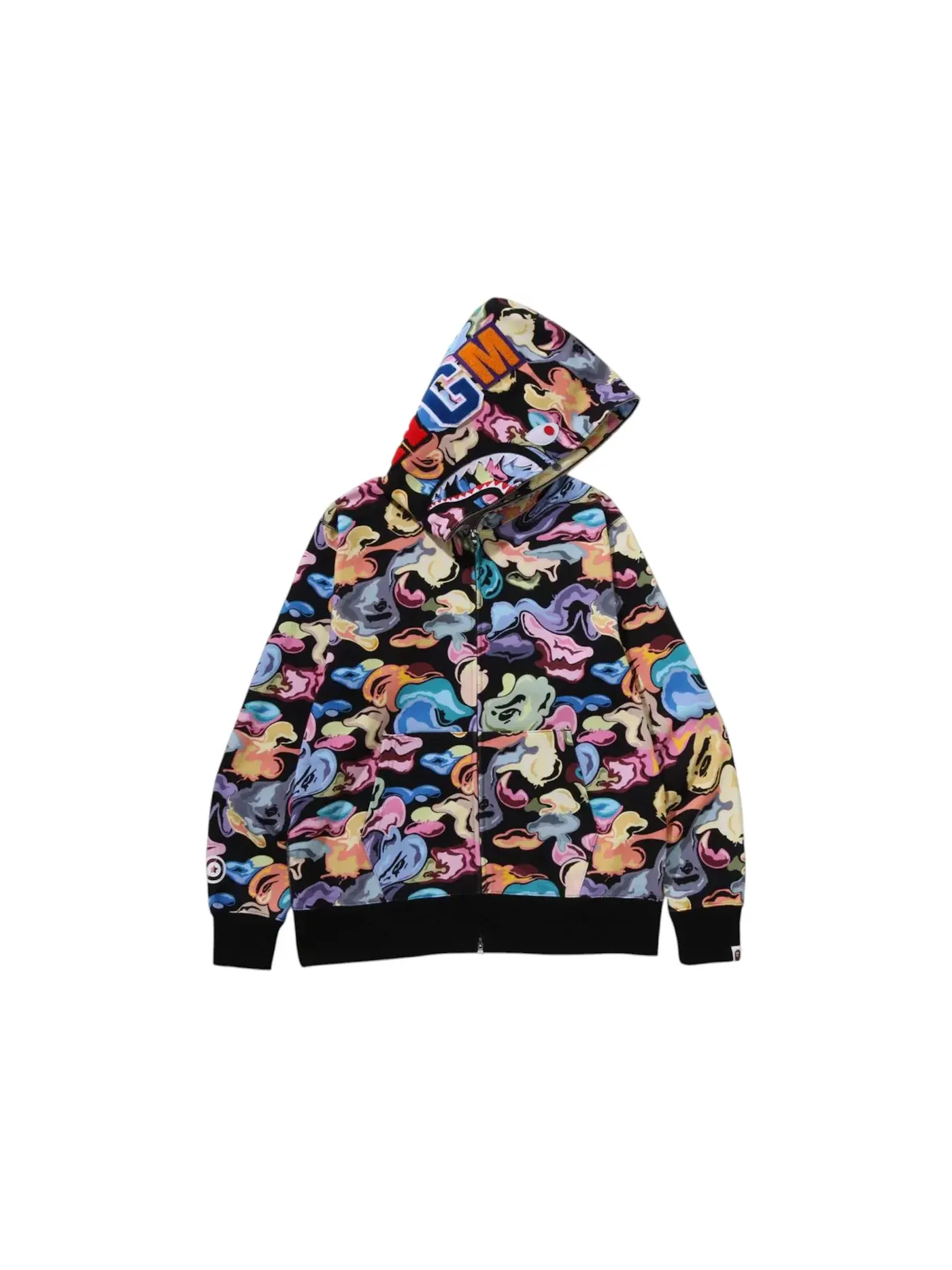 Мужская худи с принтом Art Camo Shark BAPE — изображение 1 из 1, черный
