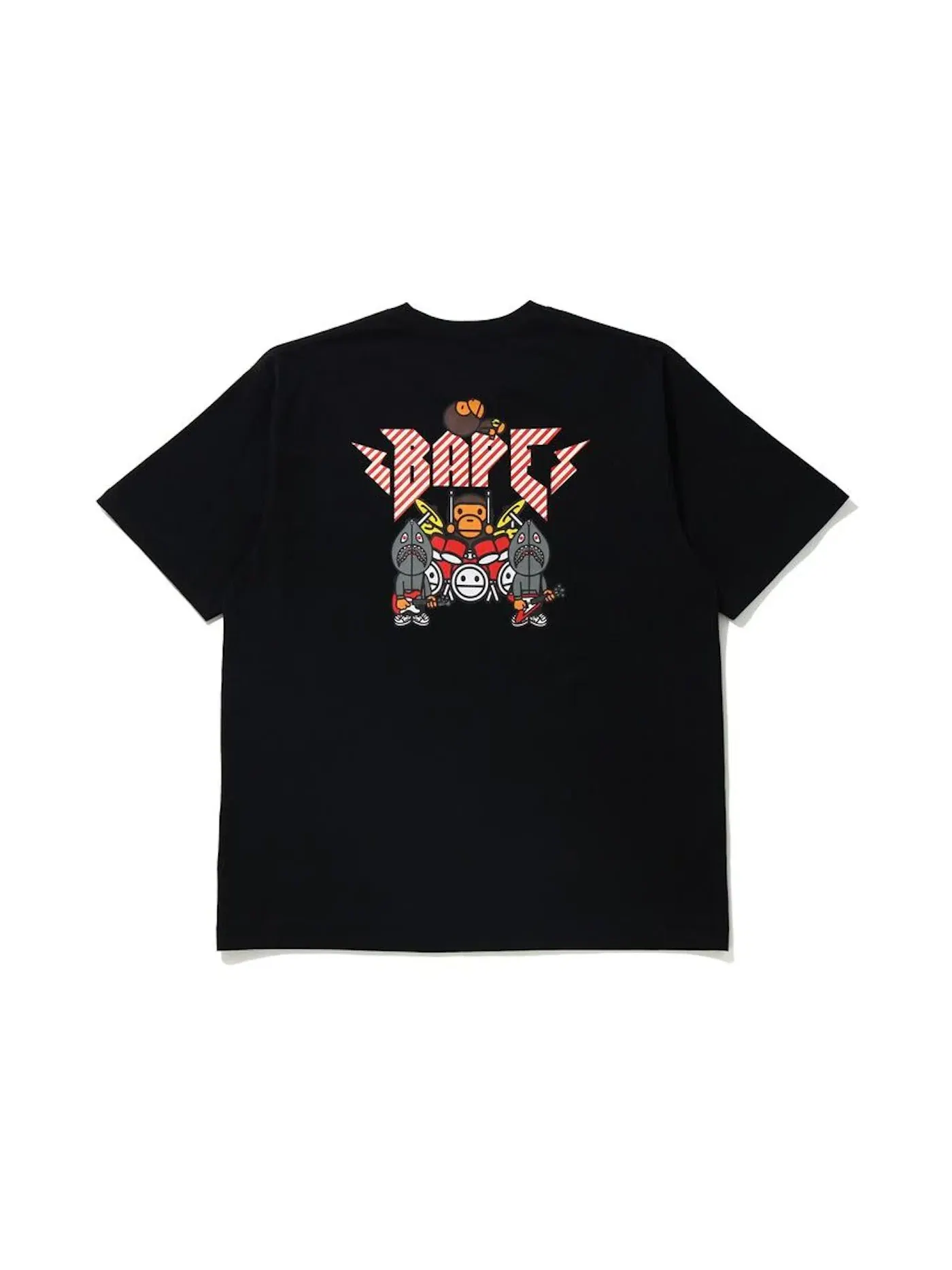 Мужская футболка свободного кроя BAPE Baby Milo Rock Band Relaxed Fit Tee — изображение 2 из 3, черный