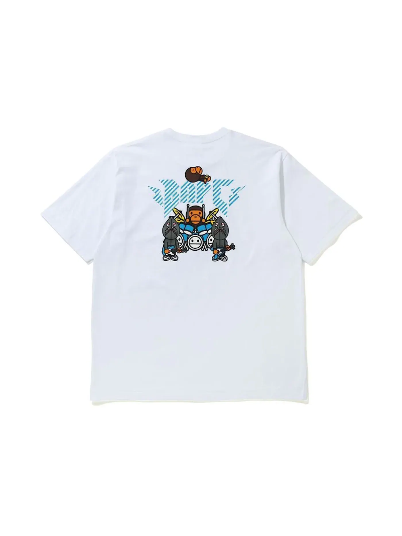Мужская футболка свободного кроя BAPE Baby Milo Rock Band — изображение 2 из 3, белый