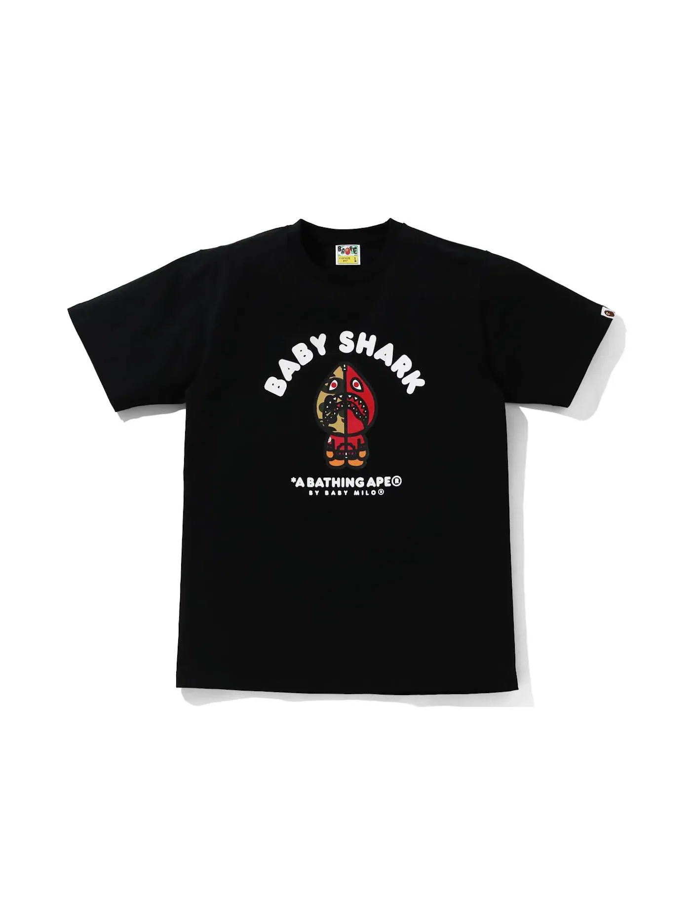 Мужская футболка с принтом BAPE Baby Milo Shark College Tee — изображение 1 из 2, черный/красный