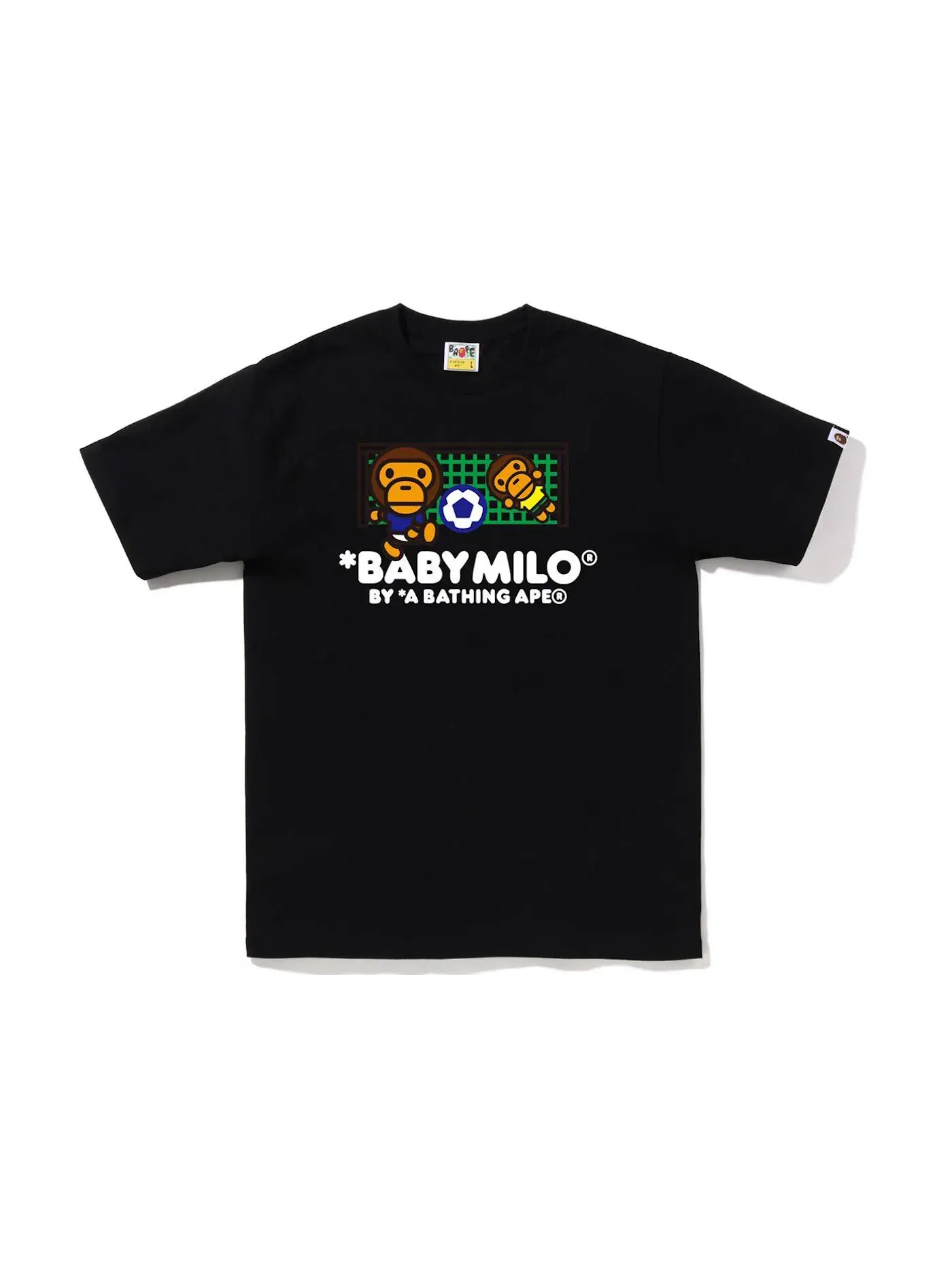 Мужская футболка с принтом BAPE Baby Milo Soccer Tee BAPE — изображение 1 из 1, черный