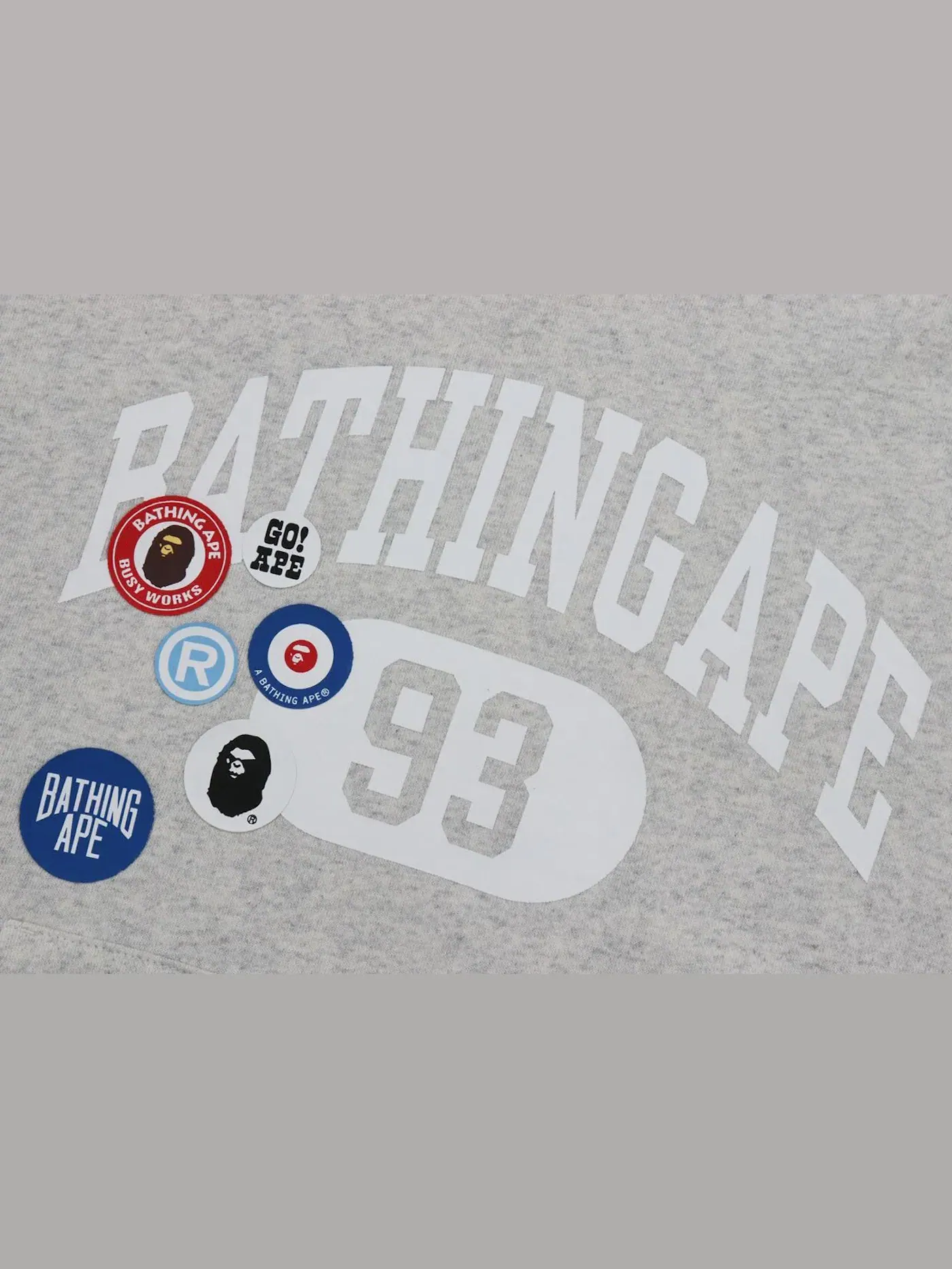 Мужской пуловер-худи свободного кроя с принтом BAPE Badge Motif BAPE — изображение 2 из 2, серый