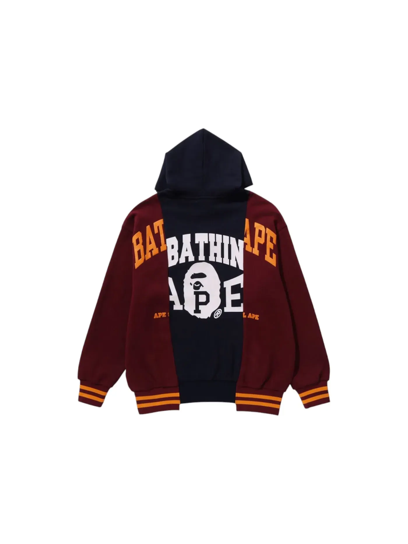 Мужской пуловер с принтом BAPE Badges Color Blocking Pullover Hoodie BAPE — изображение 2 из 2, темно-синий