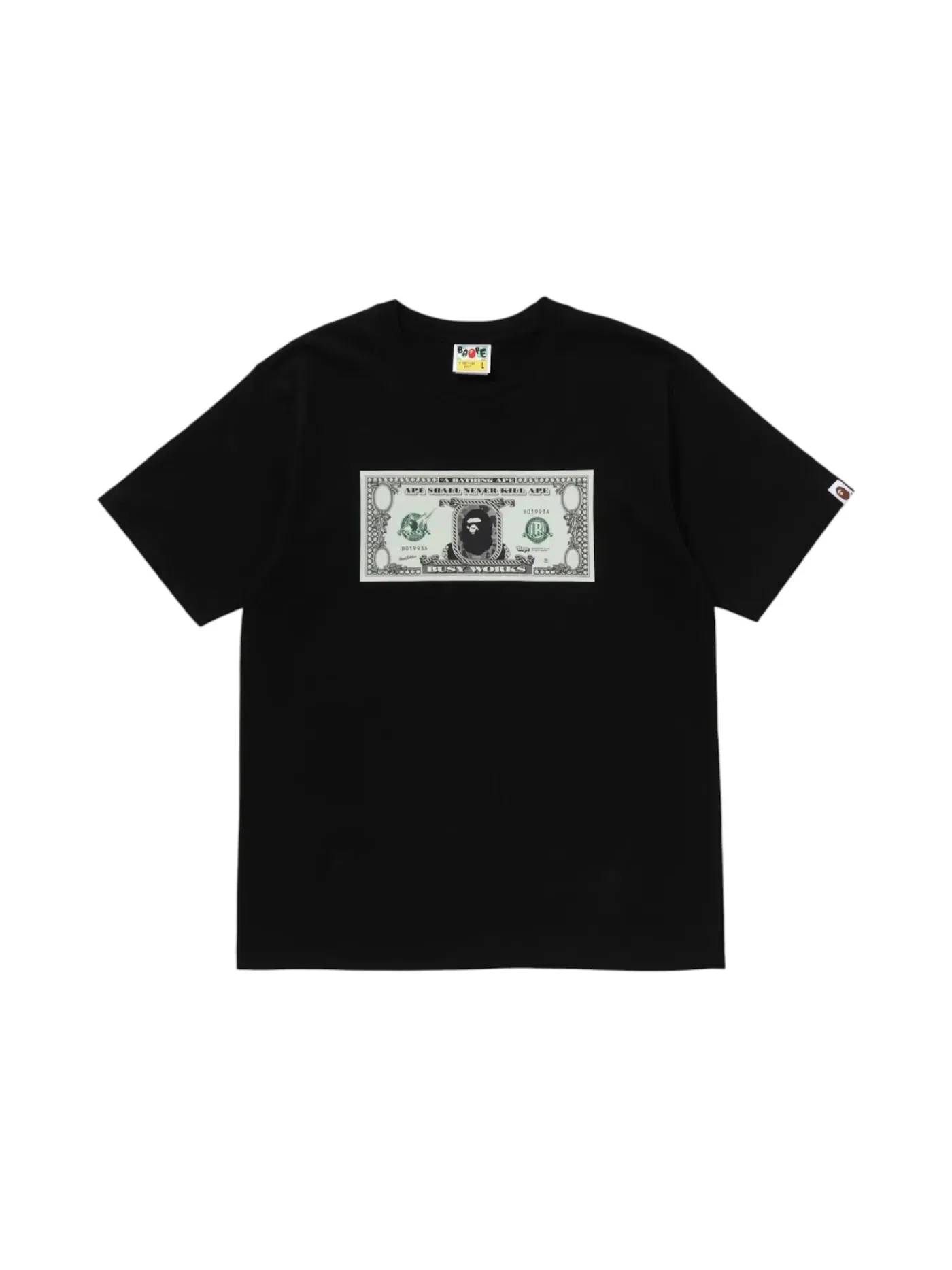 Мужская футболка с принтом BAPE Banknote Tee BAPE — изображение 1 из 1, черный