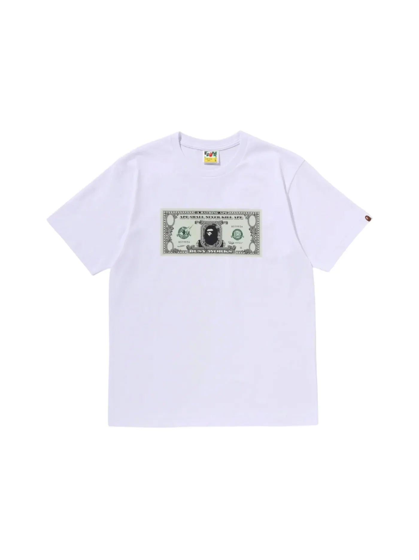 Мужская футболка с принтом BAPE Banknote Tee BAPE — изображение 1 из 1, белый
