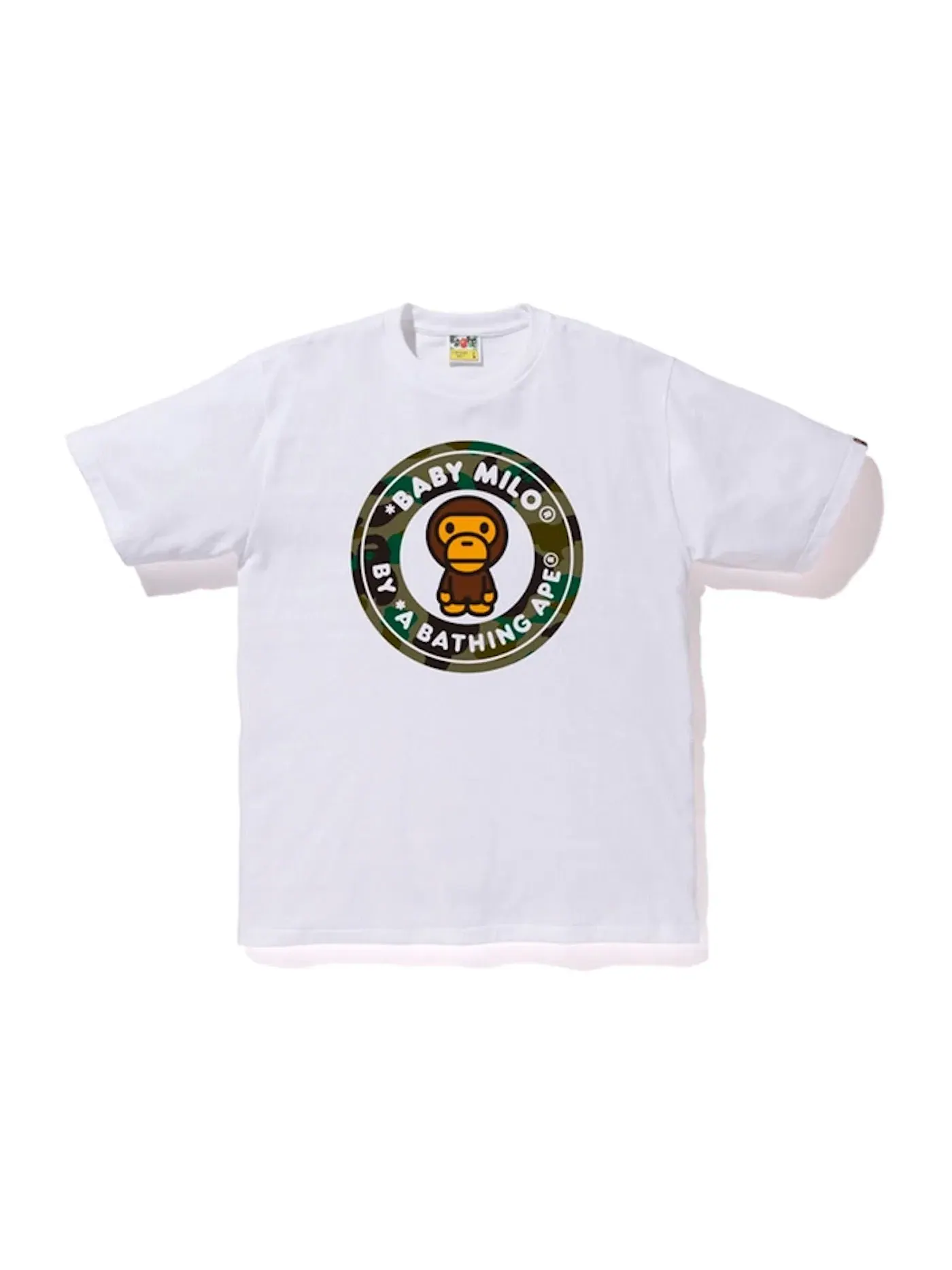 Мужская футболка с принтом BAPE 1st Camo Milo Busy Works Tee — изображение 1 из 1, белый/зеленый