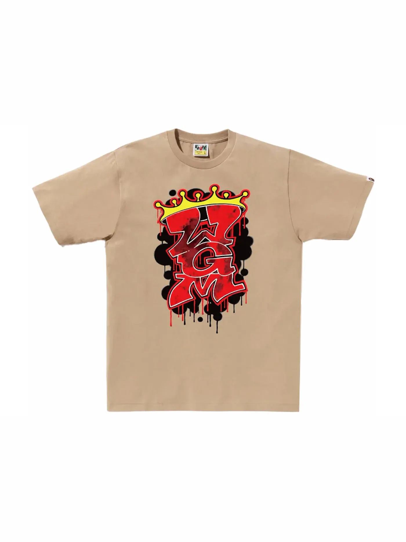Мужская футболка с принтом BAPE Graffiti WGM Tee — изображение 1 из 1, бежевый