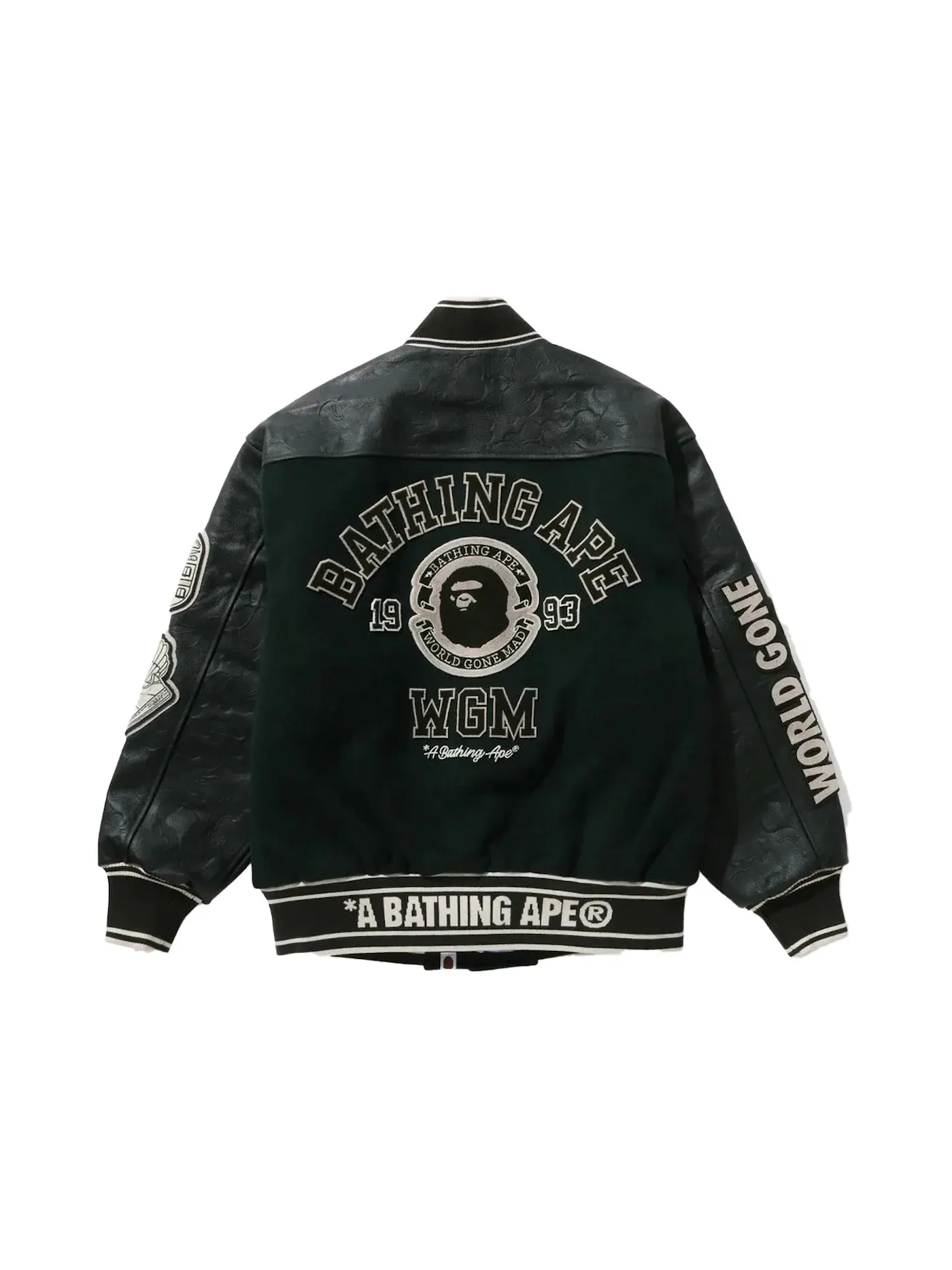 Мужская куртка-бомбер с патчами BAPE — изображение 2 из 2, зеленый