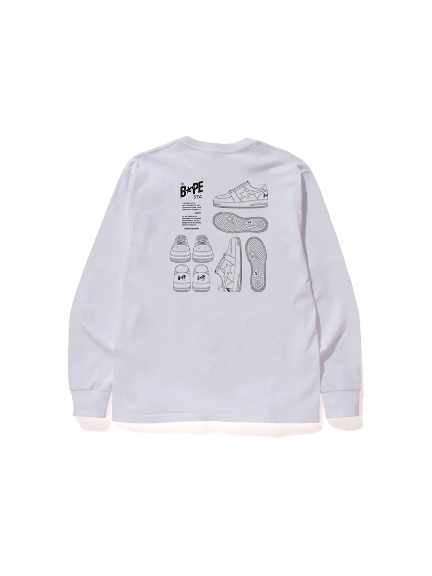 Мужская футболка с длинным рукавом с принтом BAPE Tee — изображение 2 из 2, белый
