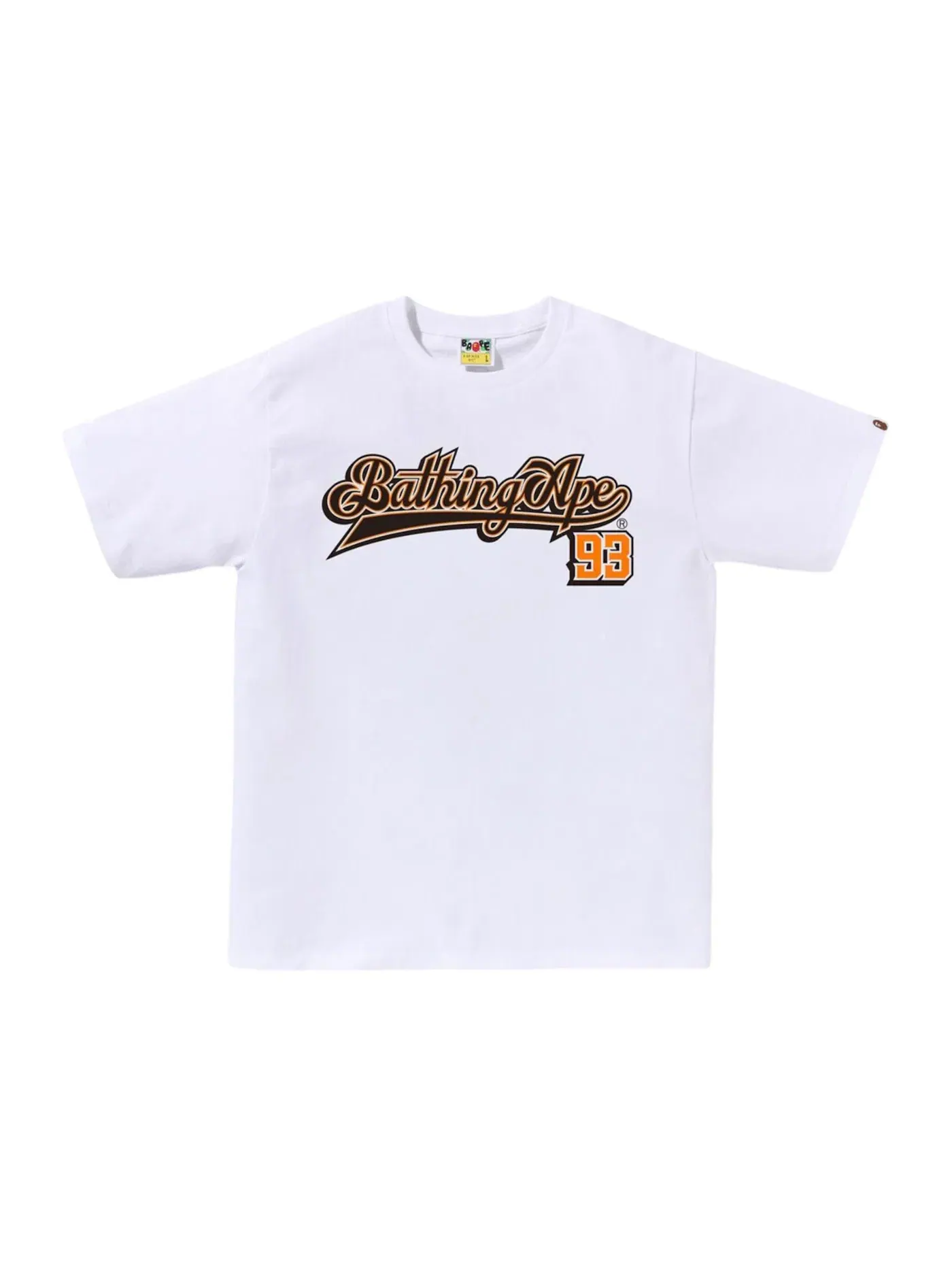 Мужская футболка с принтом BAPE Baseball Logo Tee BAPE — изображение 1 из 1, белый/оранжевый