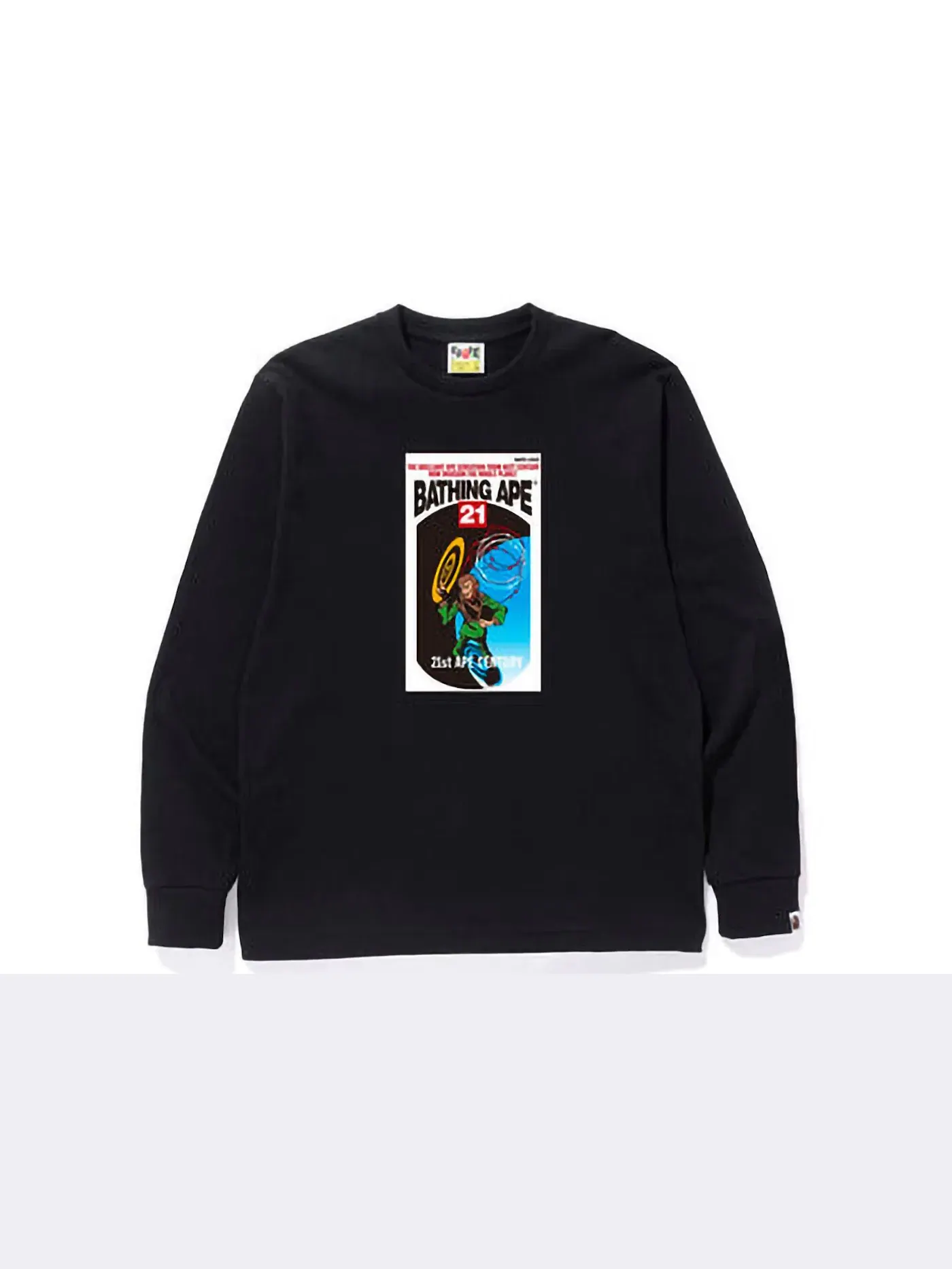 Мужская футболка с длинным рукавом с принтом BAPE L/S Tee BAPE — изображение 1 из 1, черный