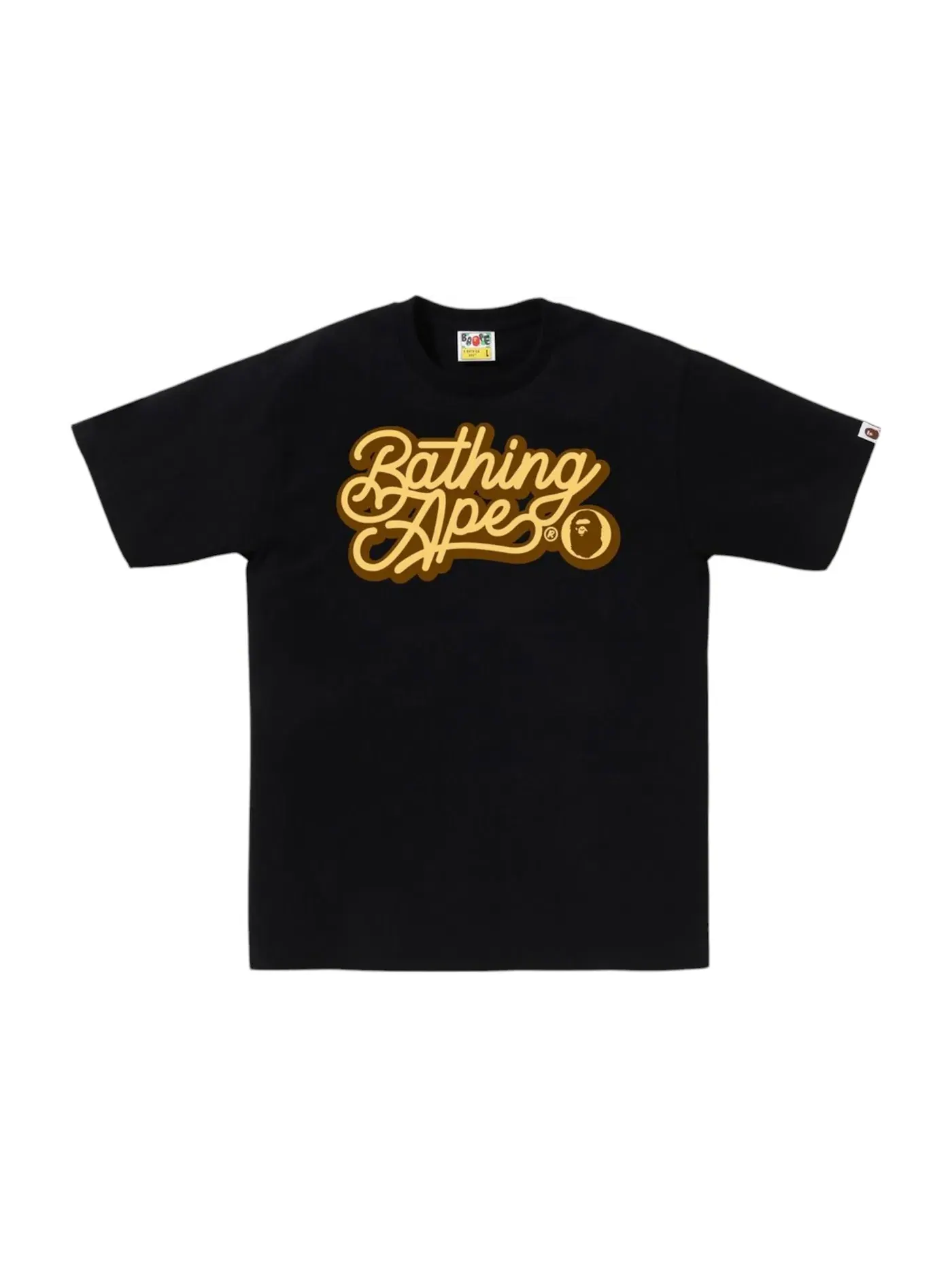 Мужская футболка с принтом Script Logo Tee BAPE — изображение 1 из 1, черный/коричневый