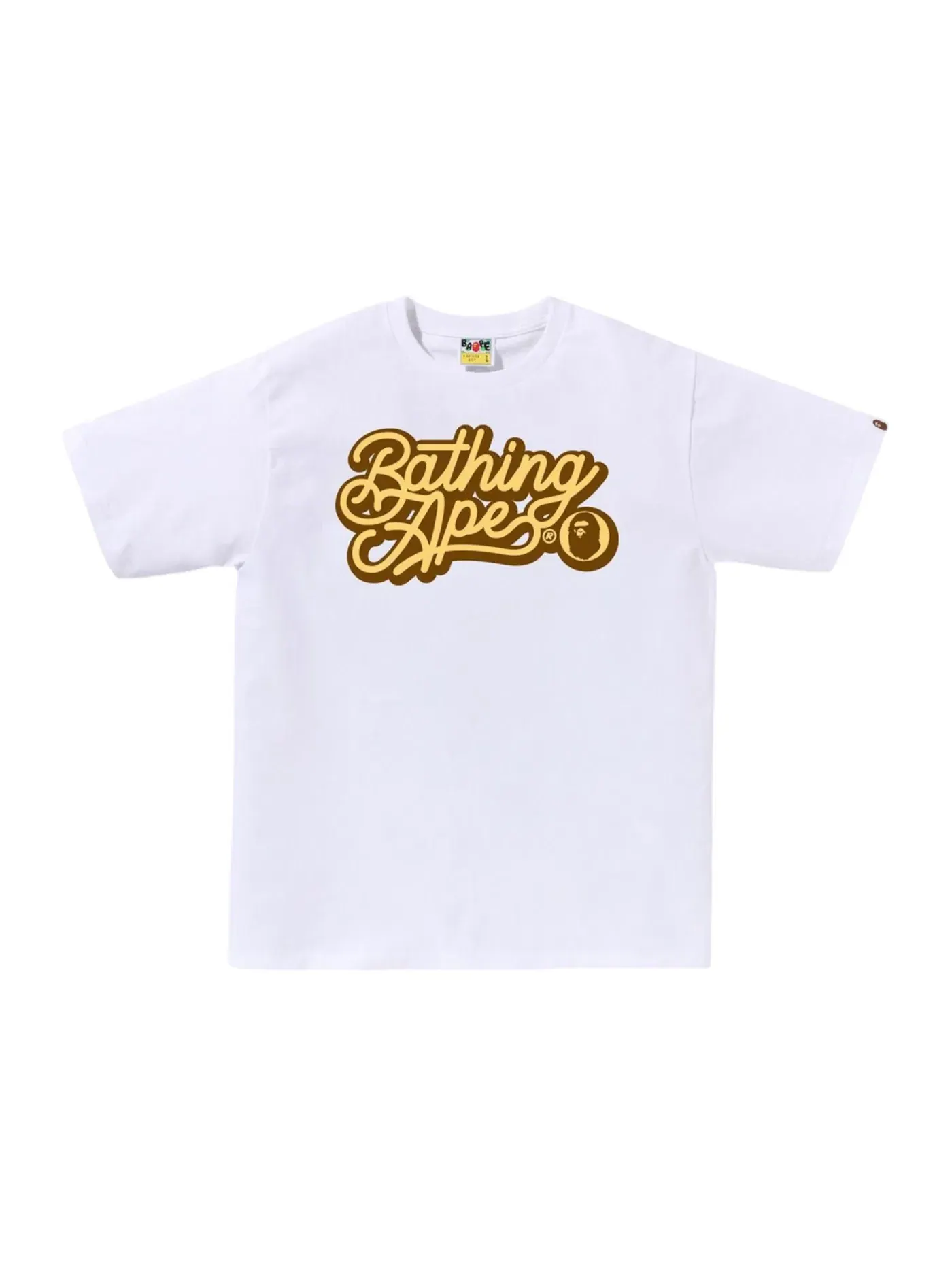Мужская футболка с принтом Script Logo Tee BAPE — изображение 1 из 1, белый/коричневый