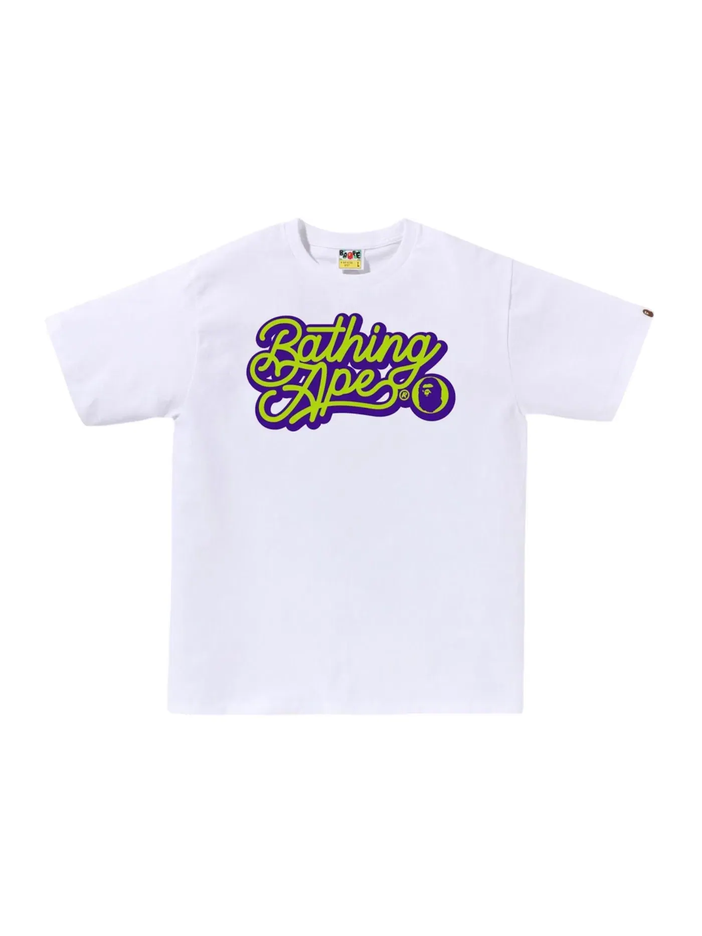Мужская футболка с принтом Script Logo BAPE — изображение 1 из 1, белый/зеленый