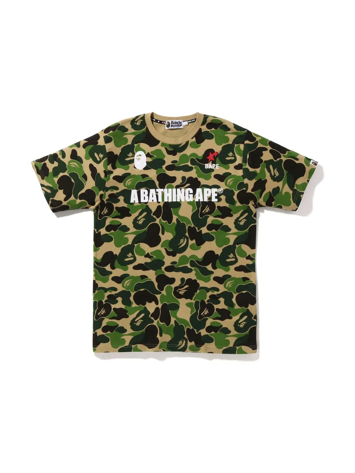 Мужская футболка с принтом BAPE Big ABC Camo A Bathing Ape Tee — изображение 1 из 1, зеленый