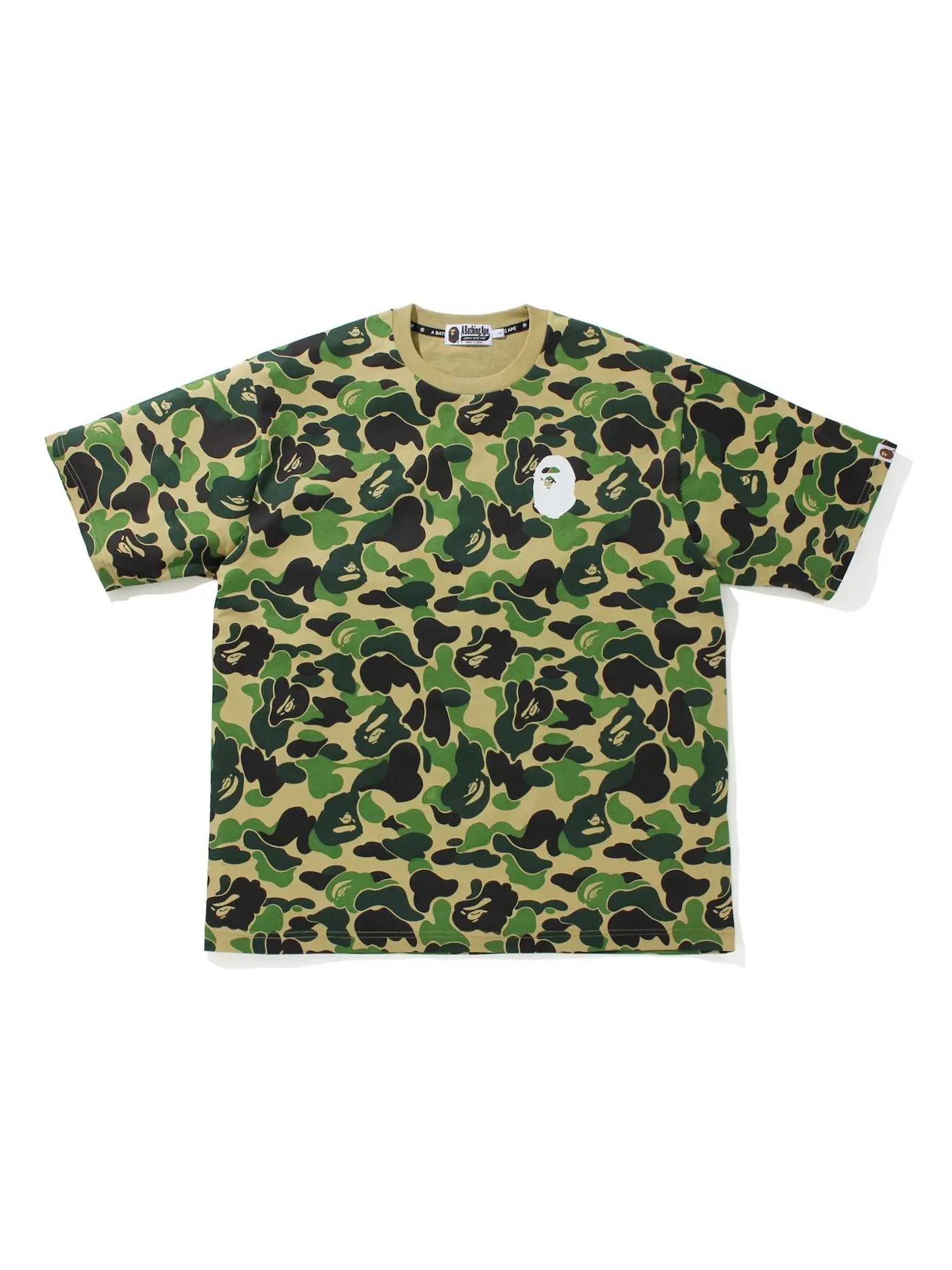 Мужская футболка свободного кроя с принтом BAPE Big ABC Camo Ape Head Relaxed Fit Tee — изображение 1 из 1, зеленый