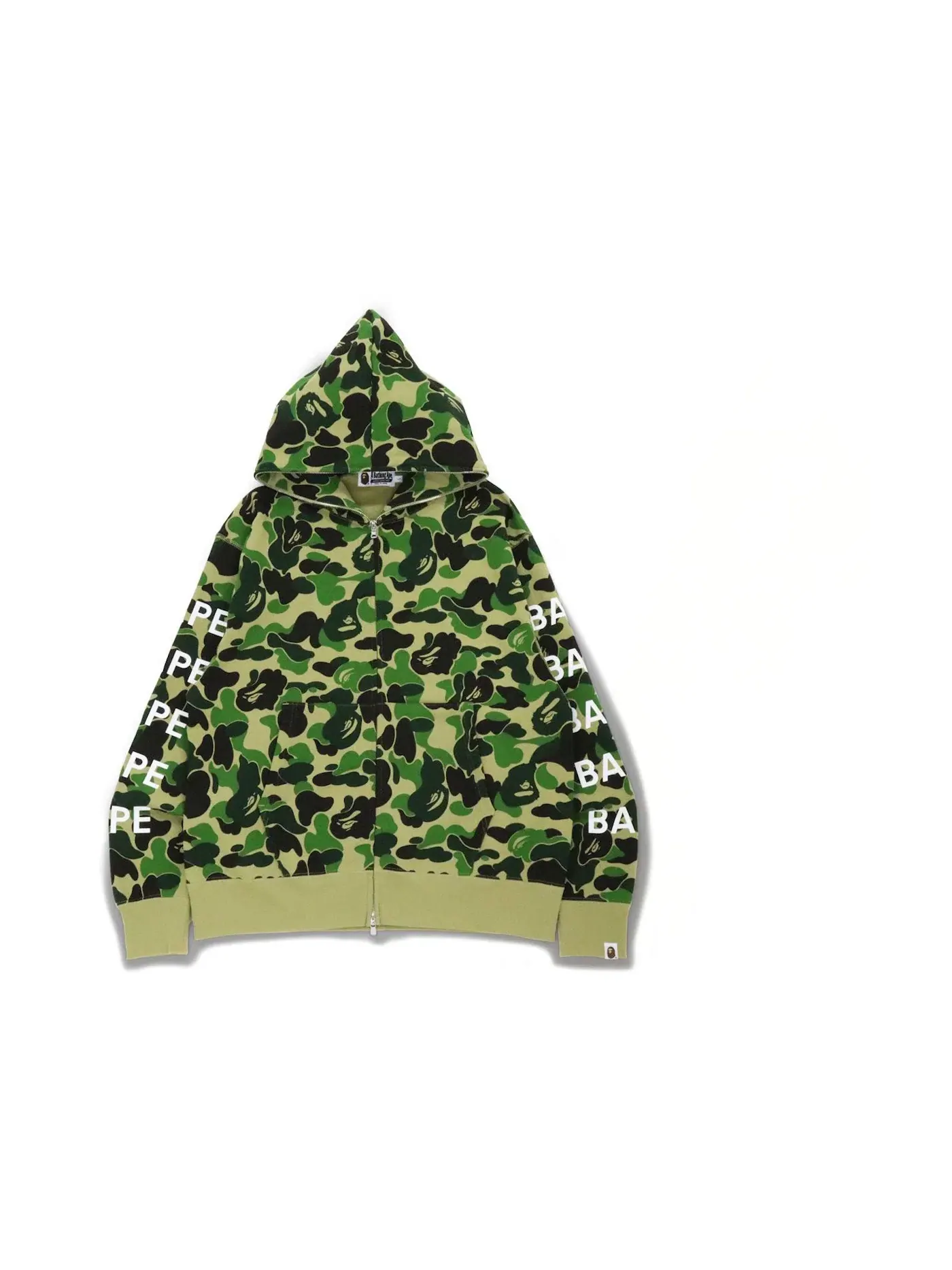 Мужская худи свободного кроя с полной застежкой-молнией Big ABC Camo BAPE — изображение 1 из 2, зеленый