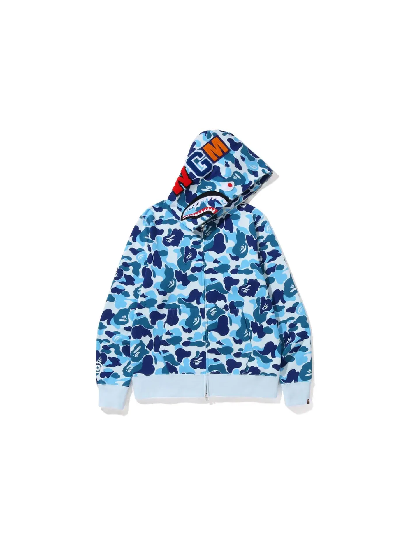 Мужская худи с принтом BAPE Big ABC Camo Shark Full Zip Hoodie BAPE — изображение 1 из 2, синий
