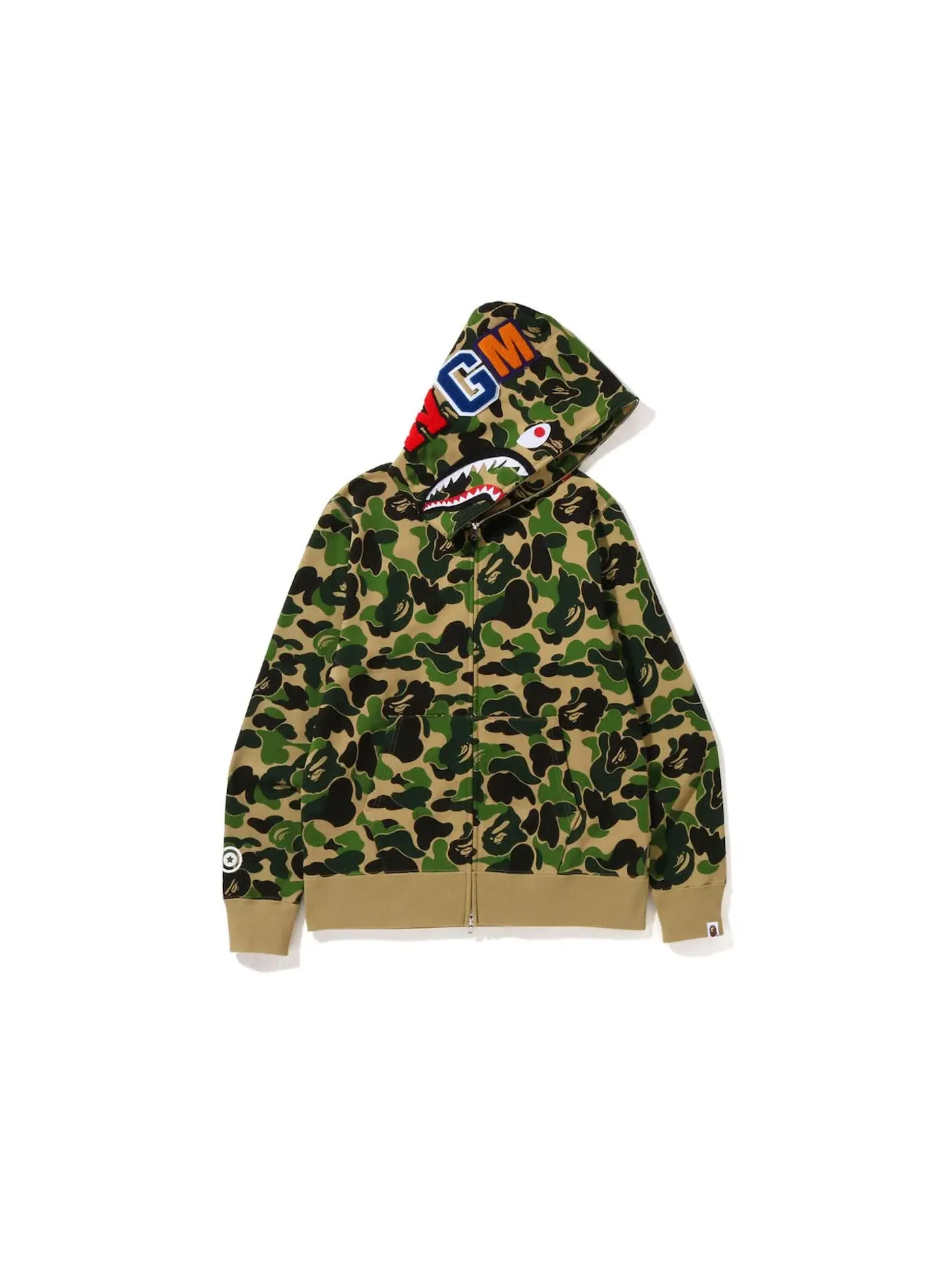 Мужская худи с полноразмерной застежкой-молнией Big ABC Camo Shark BAPE — изображение 1 из 2, зеленый