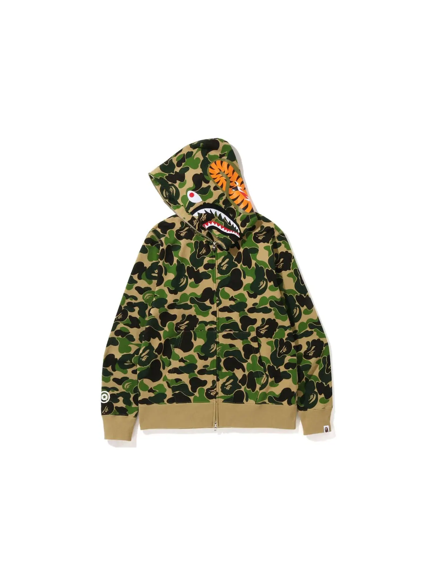 Мужская худи с полноразмерной застежкой-молнией Big ABC Camo Shark BAPE — изображение 2 из 2, зеленый