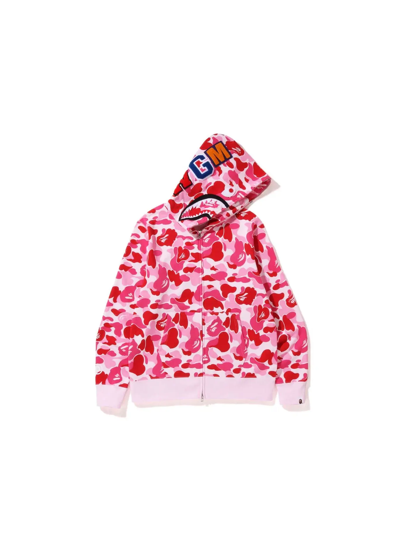 Мужская худи с принтом Big ABC Camo Shark Full Zip BAPE — изображение 1 из 2, розовый