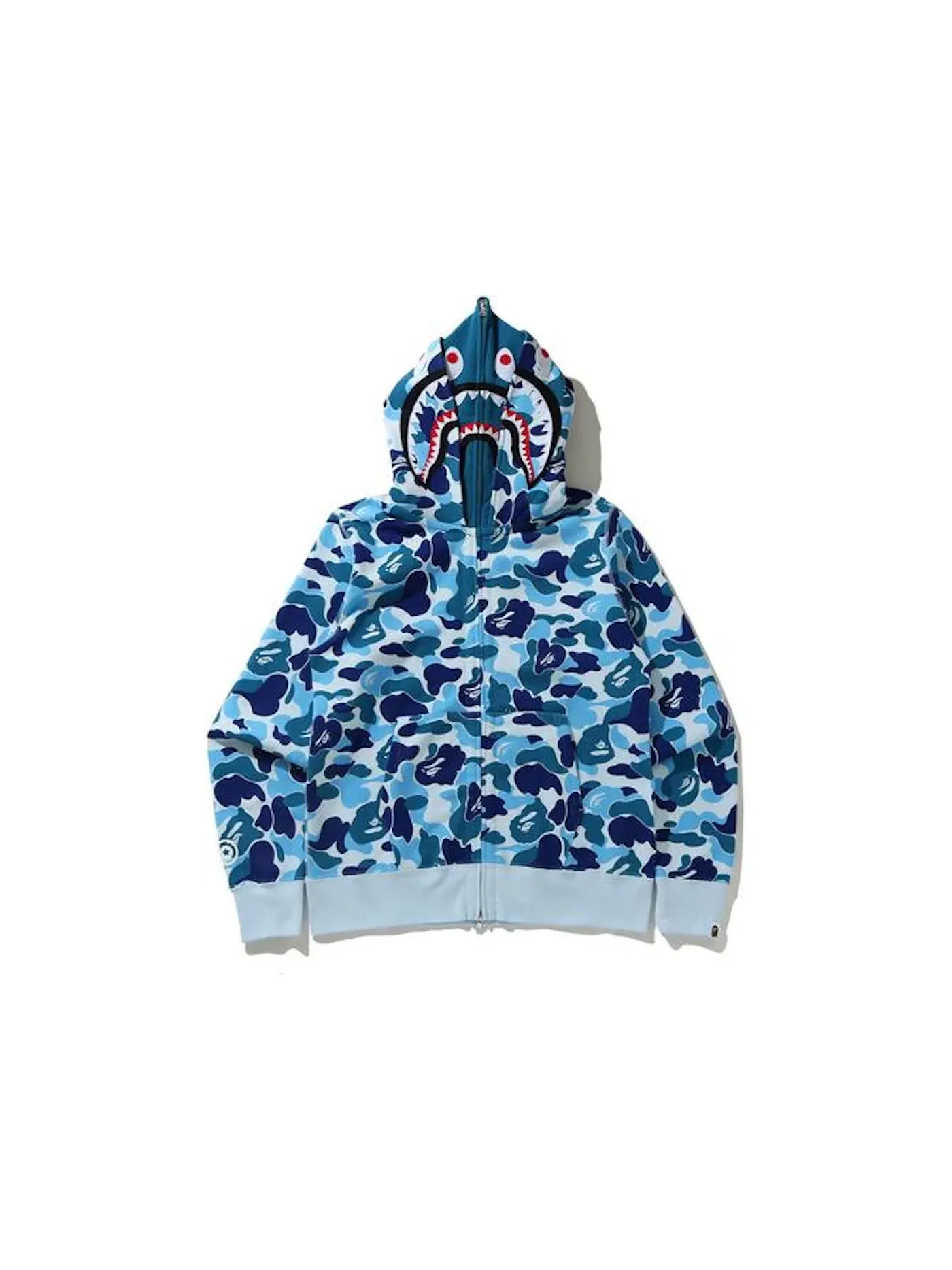 Мужская худи с принтом BAPE Big ABC Camo Shark Wide Full Zip Double Hoodie BAPE — изображение 1 из 4, синий