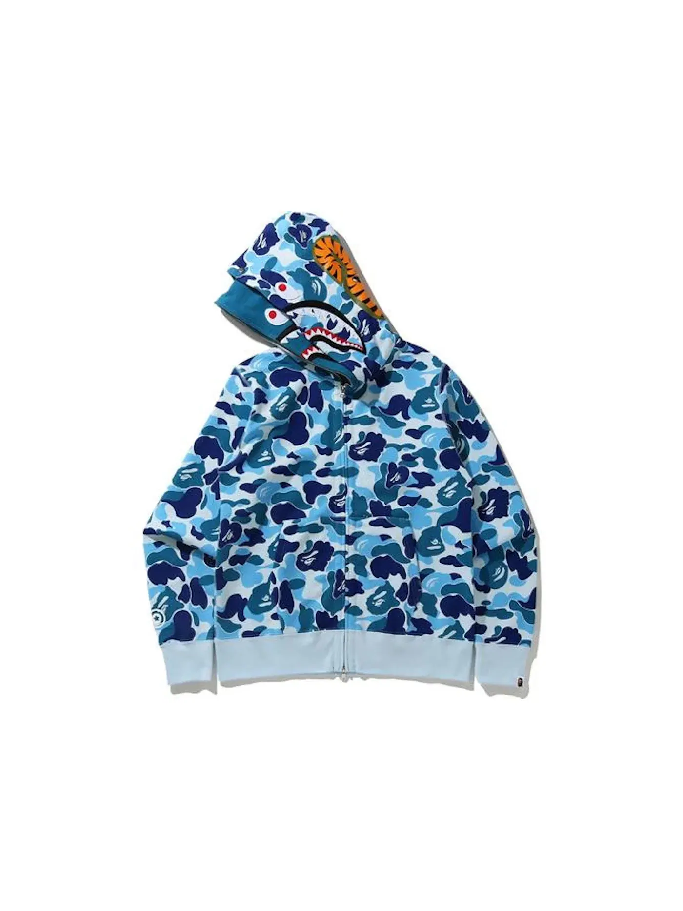 Мужская худи с принтом BAPE Big ABC Camo Shark Wide Full Zip Double Hoodie BAPE — изображение 3 из 4, синий