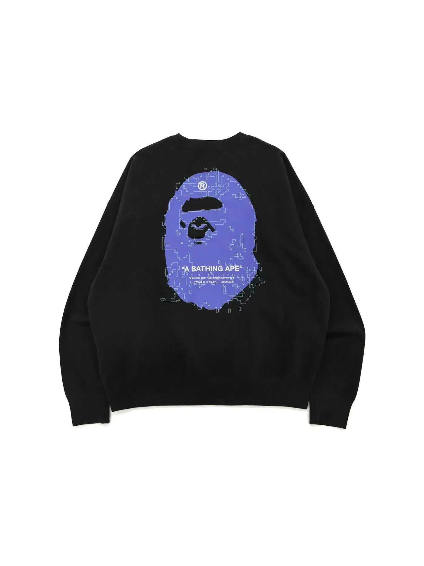 Мужской свитшот свободного кроя с принтом Big Ape Head Digital Mosaic BAPE — изображение 1 из 2, темно-серый