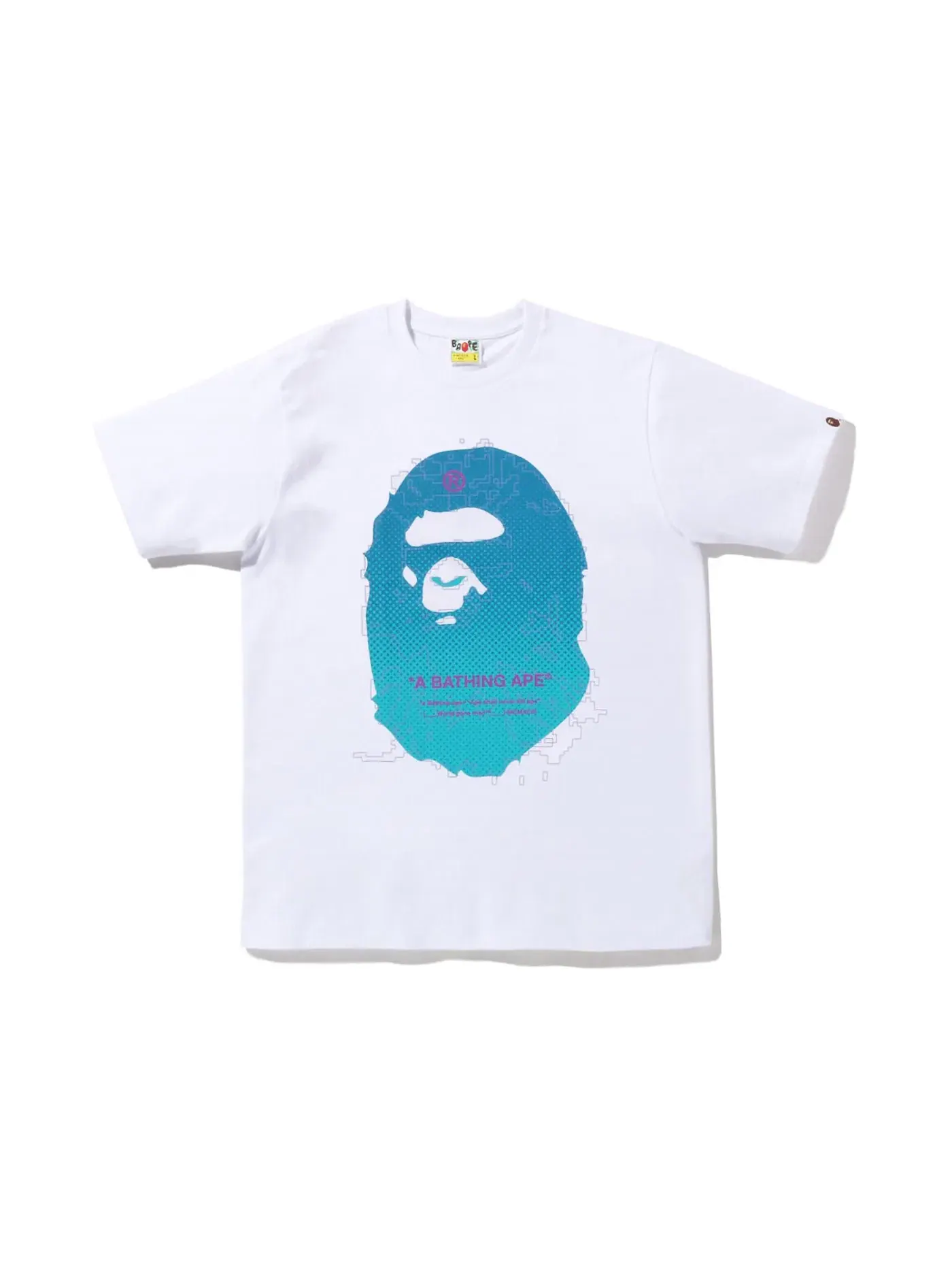 Мужская футболка с принтом Big Ape Head Digital Mosaic BAPE — изображение 1 из 2, белый синий