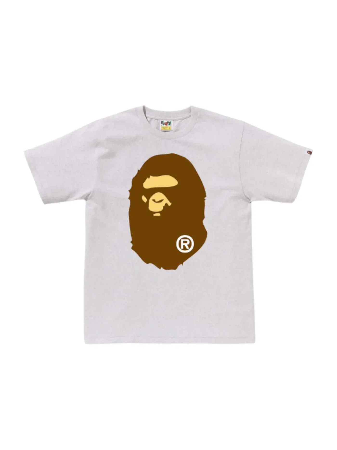 Мужская футболка с принтом BAPE Big Ape Head T-shirt — изображение 1 из 1, светлый серый