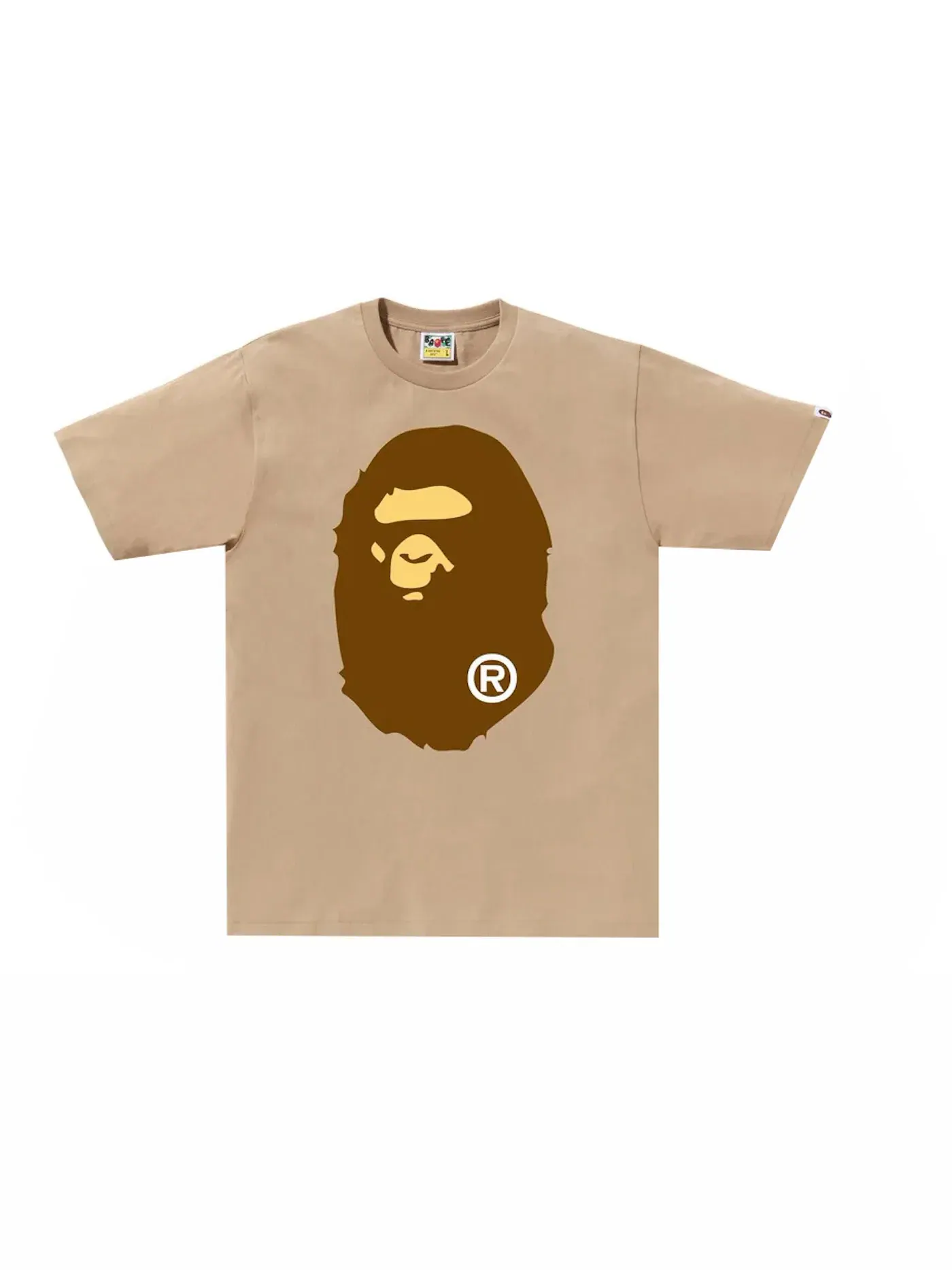 Мужская футболка с принтом Big Ape Head Tee BAPE — изображение 1 из 2, бежевый