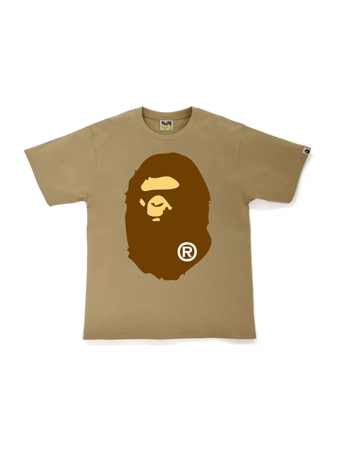 Мужская футболка с принтом Big Ape Head Tee BAPE — изображение 1 из 2, бежевый