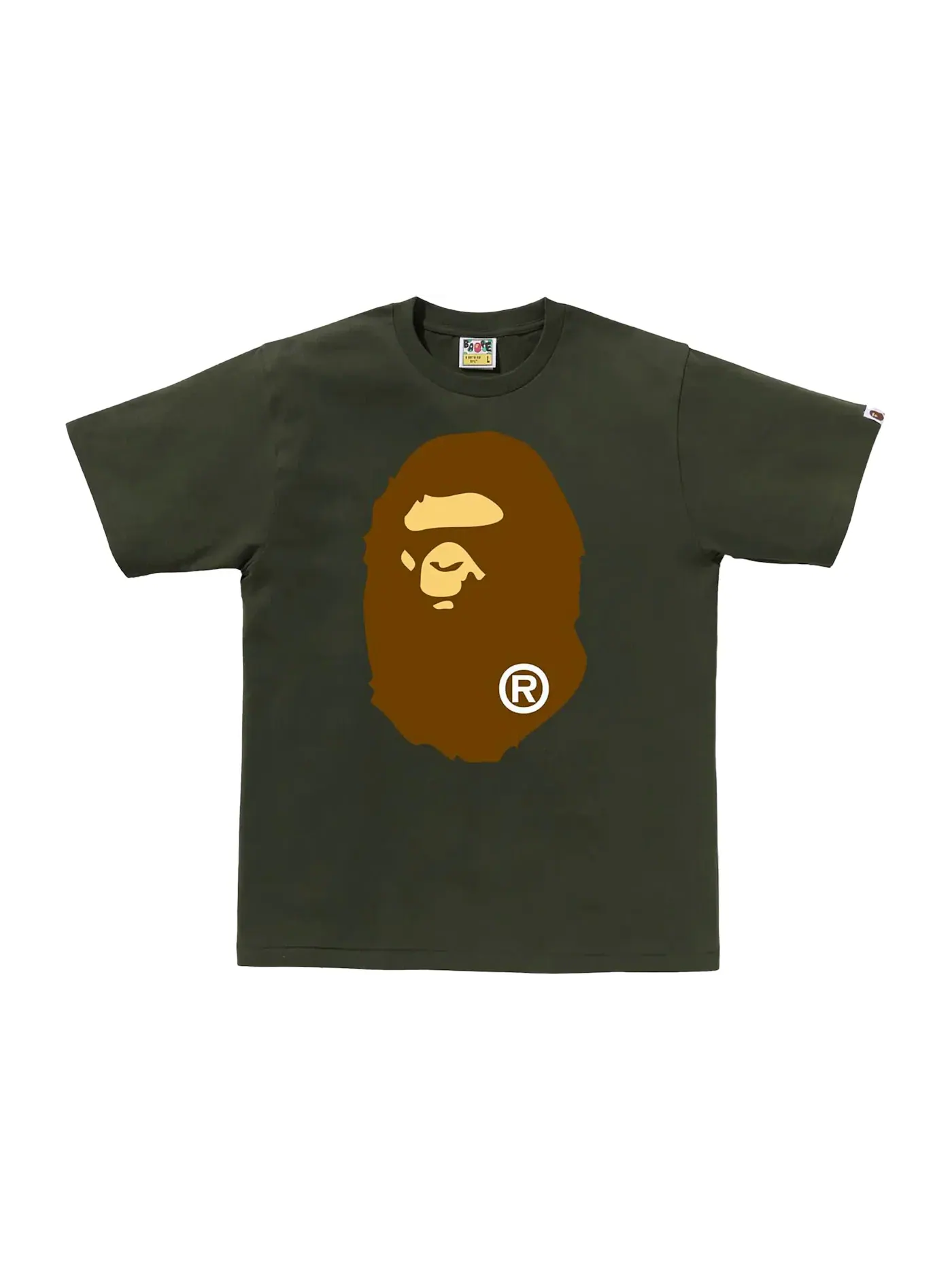 Мужская футболка с принтом BAPE Big Ape Head Tee — изображение 1 из 2, оливковый