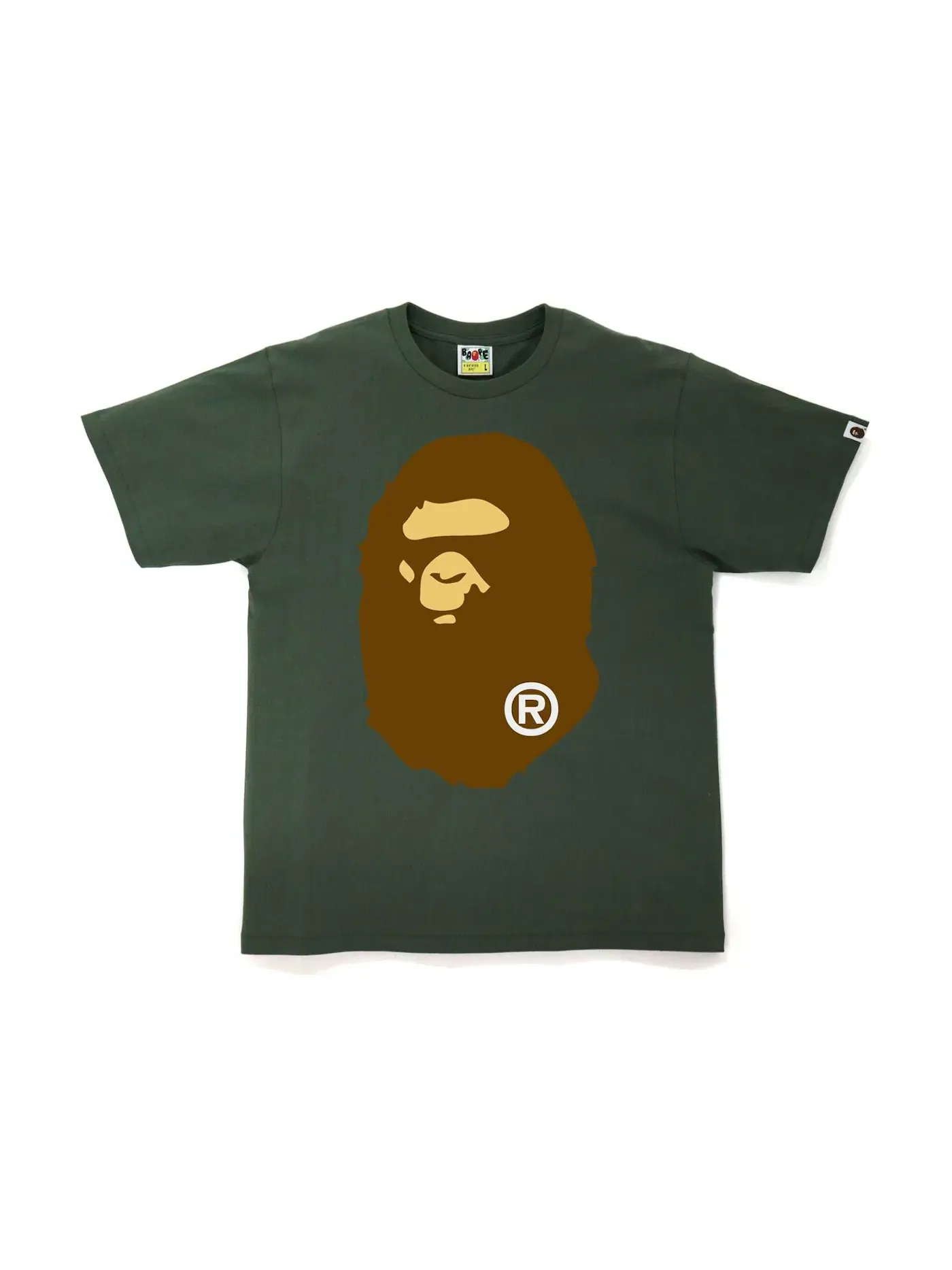 Мужская футболка с принтом BAPE Big Ape Head Tee FW21, Olivedrab — изображение 1 из 2