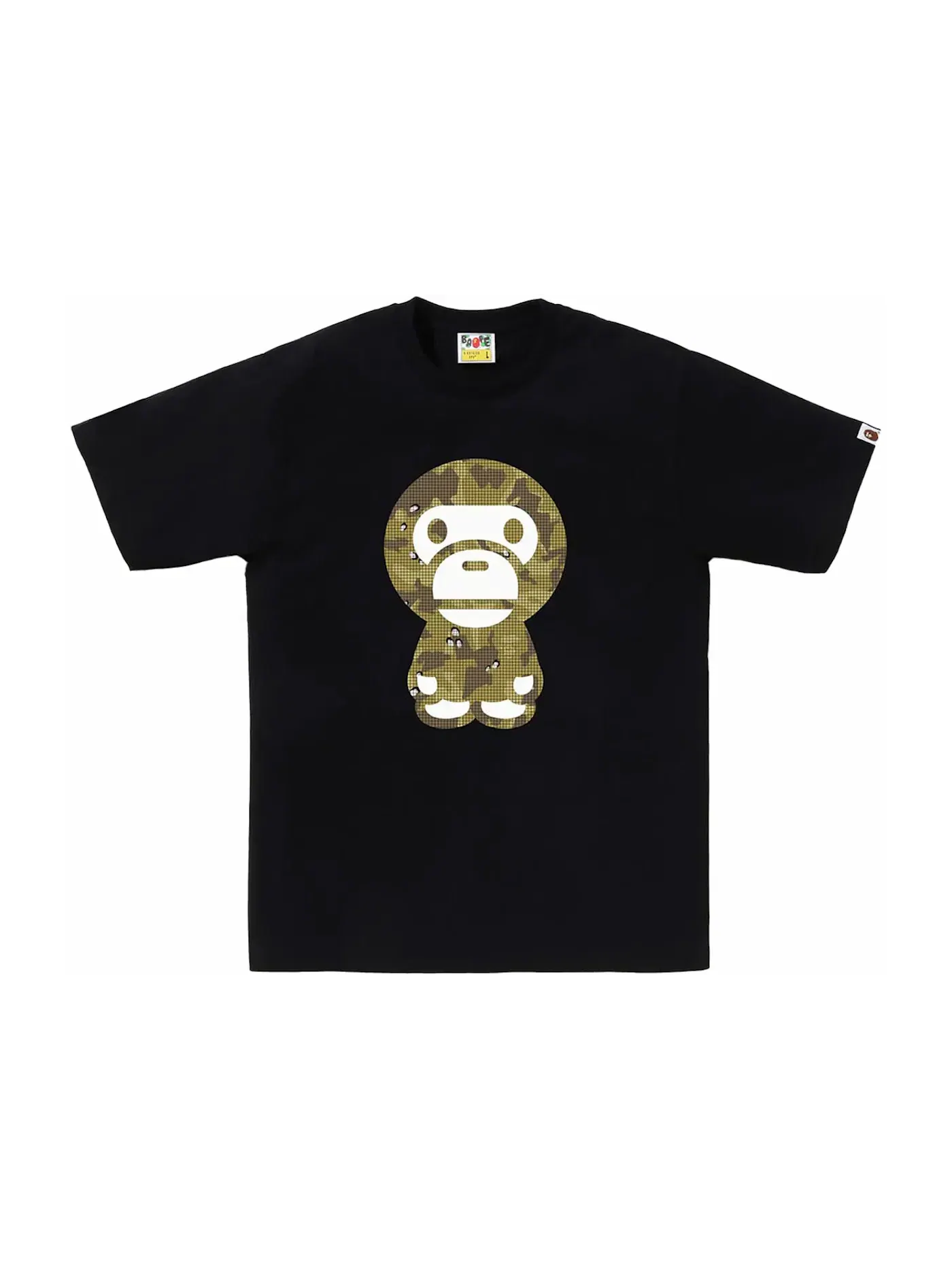 Мужская футболка с принтом BAPE Bitmap Big Baby Milo Tee BAPE — изображение 1 из 1, черный