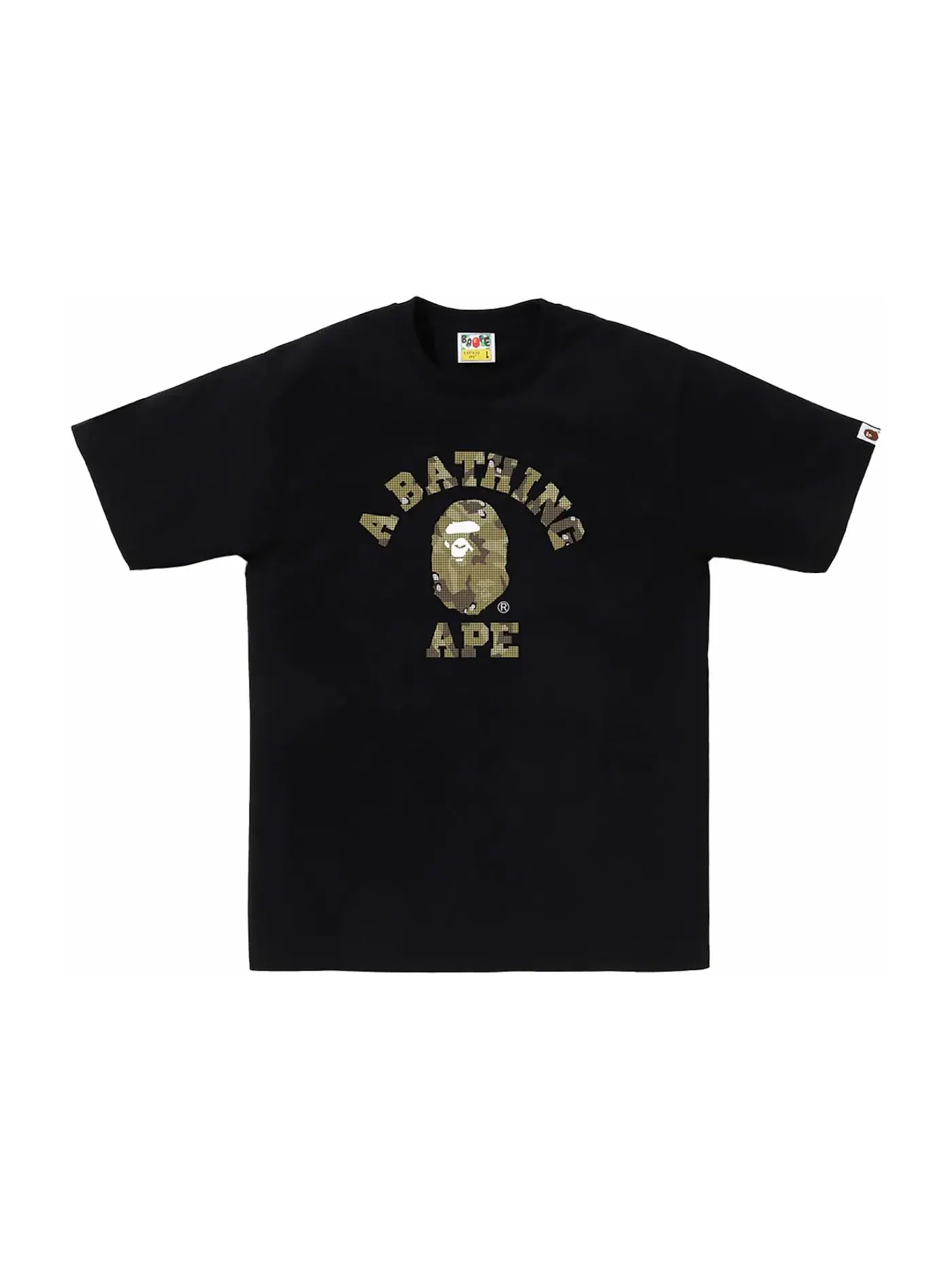 Мужская футболка с принтом BAPE Bitmap College Tee BAPE — изображение 1 из 1, черный